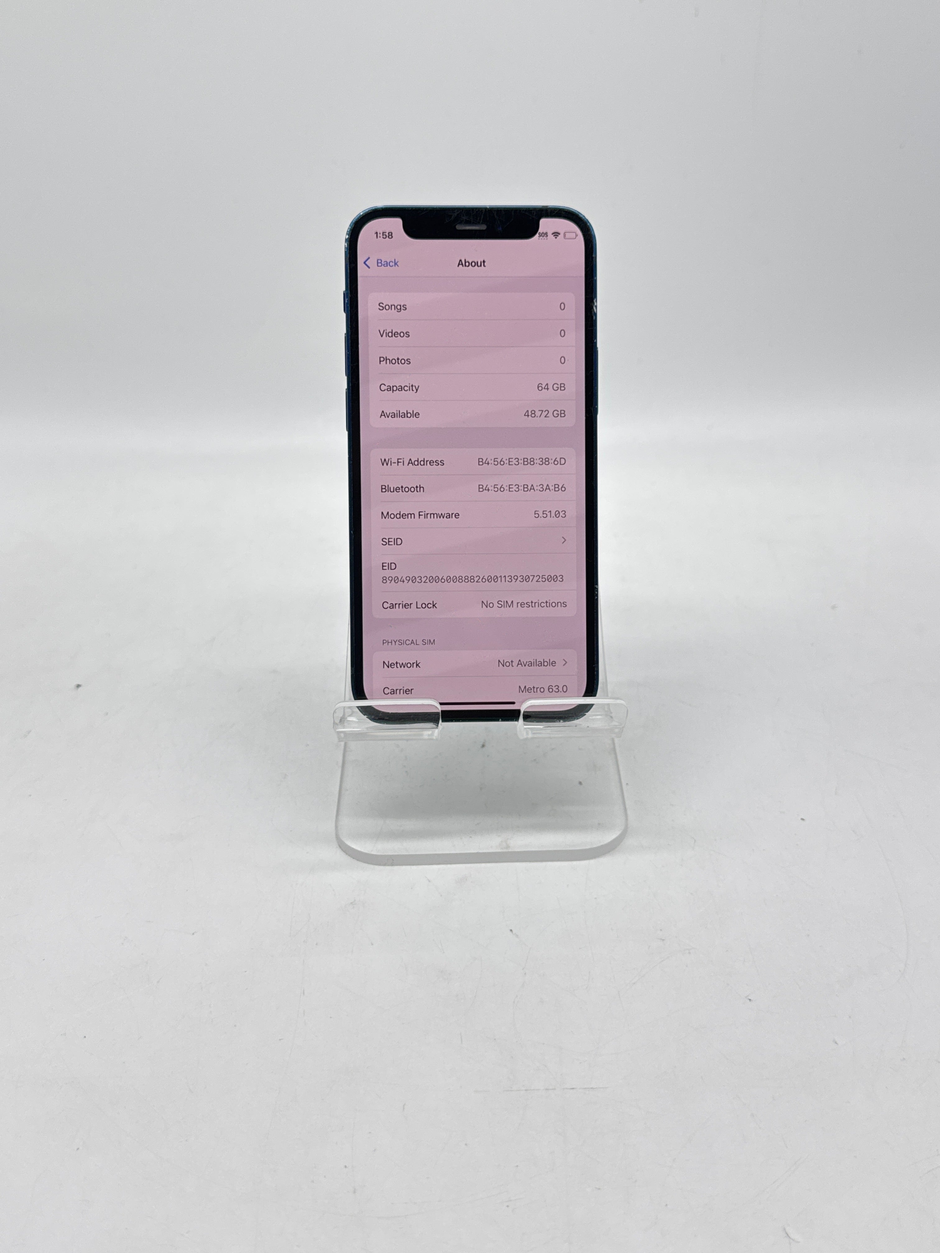 Apple iPhone 12 Mini A2176 64GB Factory Unlocked - Service Battery