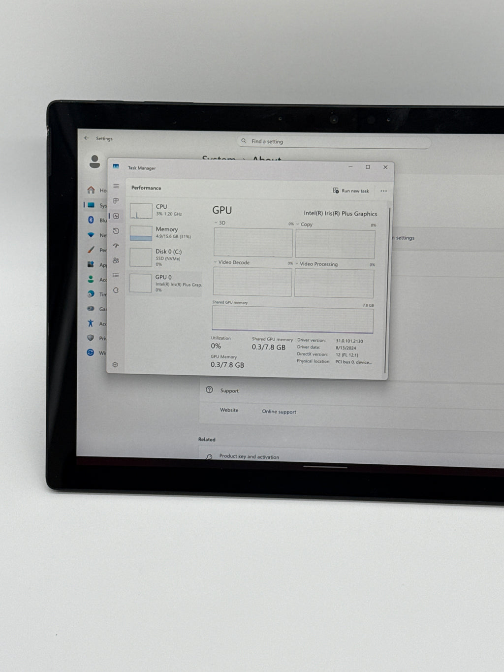 Microsoft Surface Pro 7 12.3" i7 16GB RAM 256GB SSD Black Used with Charger