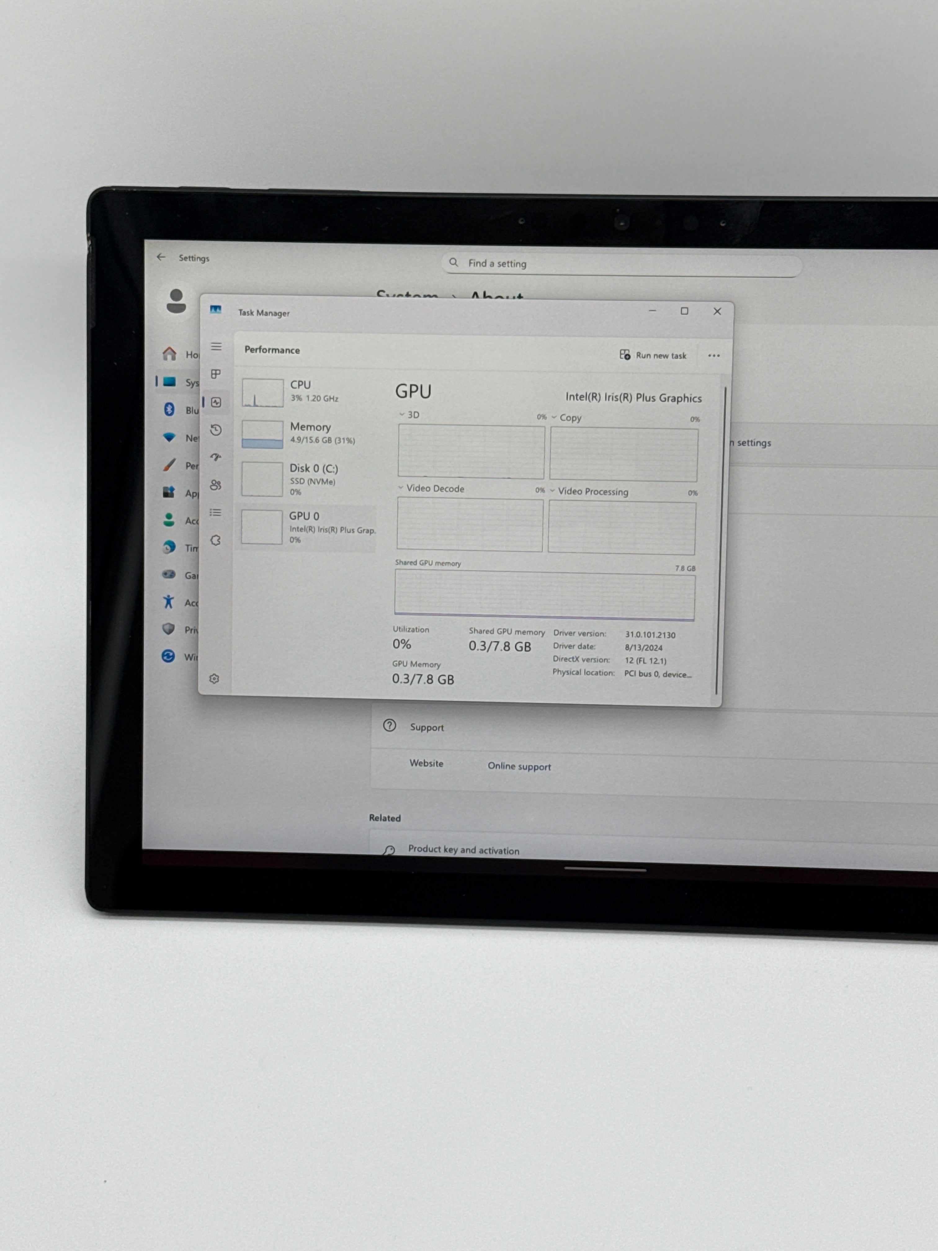 Microsoft Surface Pro 7 12.3" i7 16GB RAM 256GB SSD Black Used with Charger