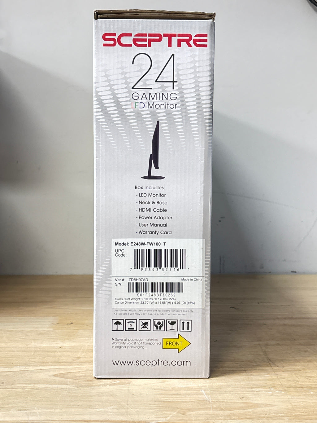 Sceptre E248W-FW100T 24in FHD Gaming Monitor 100Hz 1ms VA - New