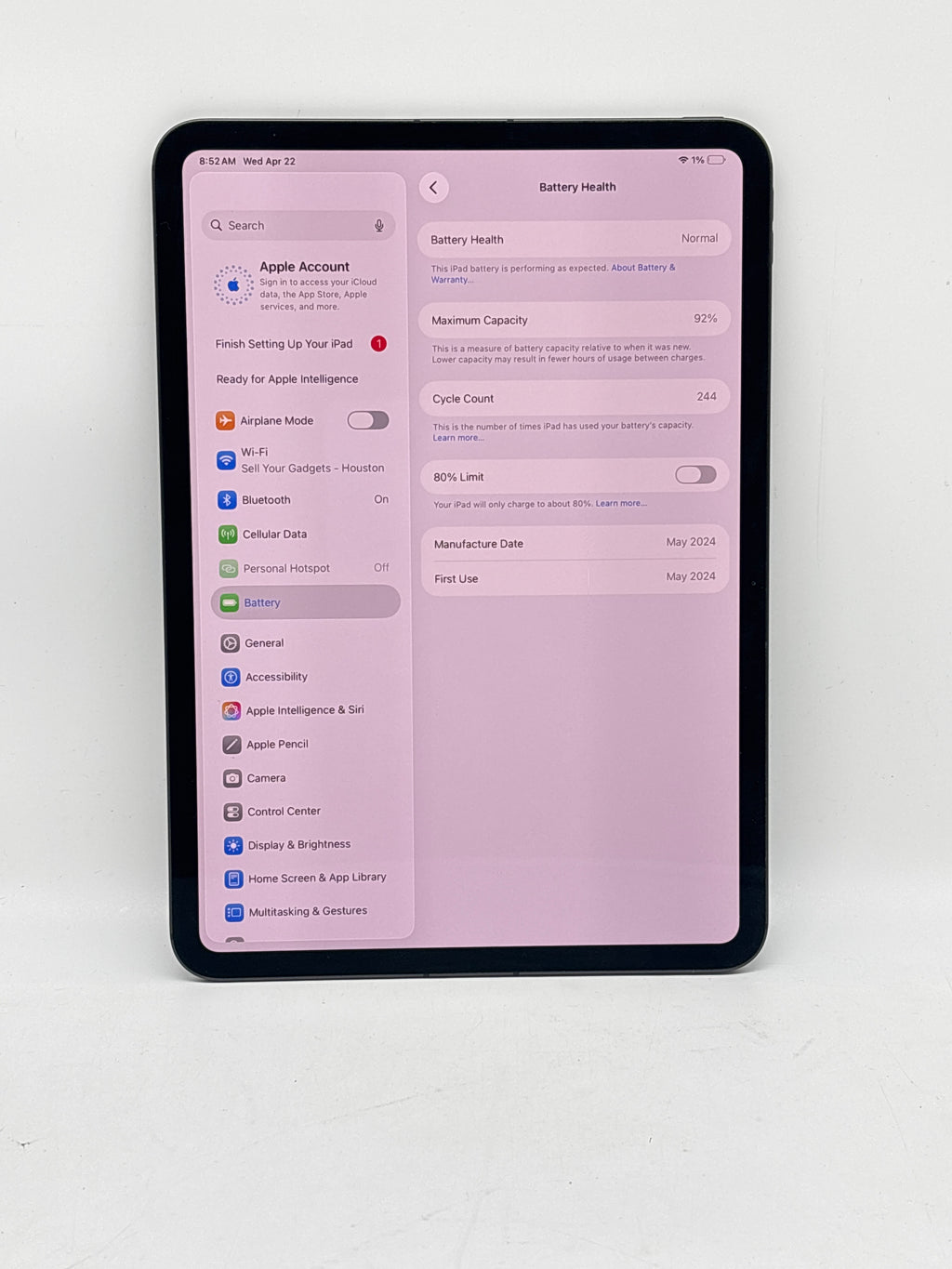 Apple iPad Pro 11" M4 1TB Wi-Fi + Cellular Unlocked Gray - Used