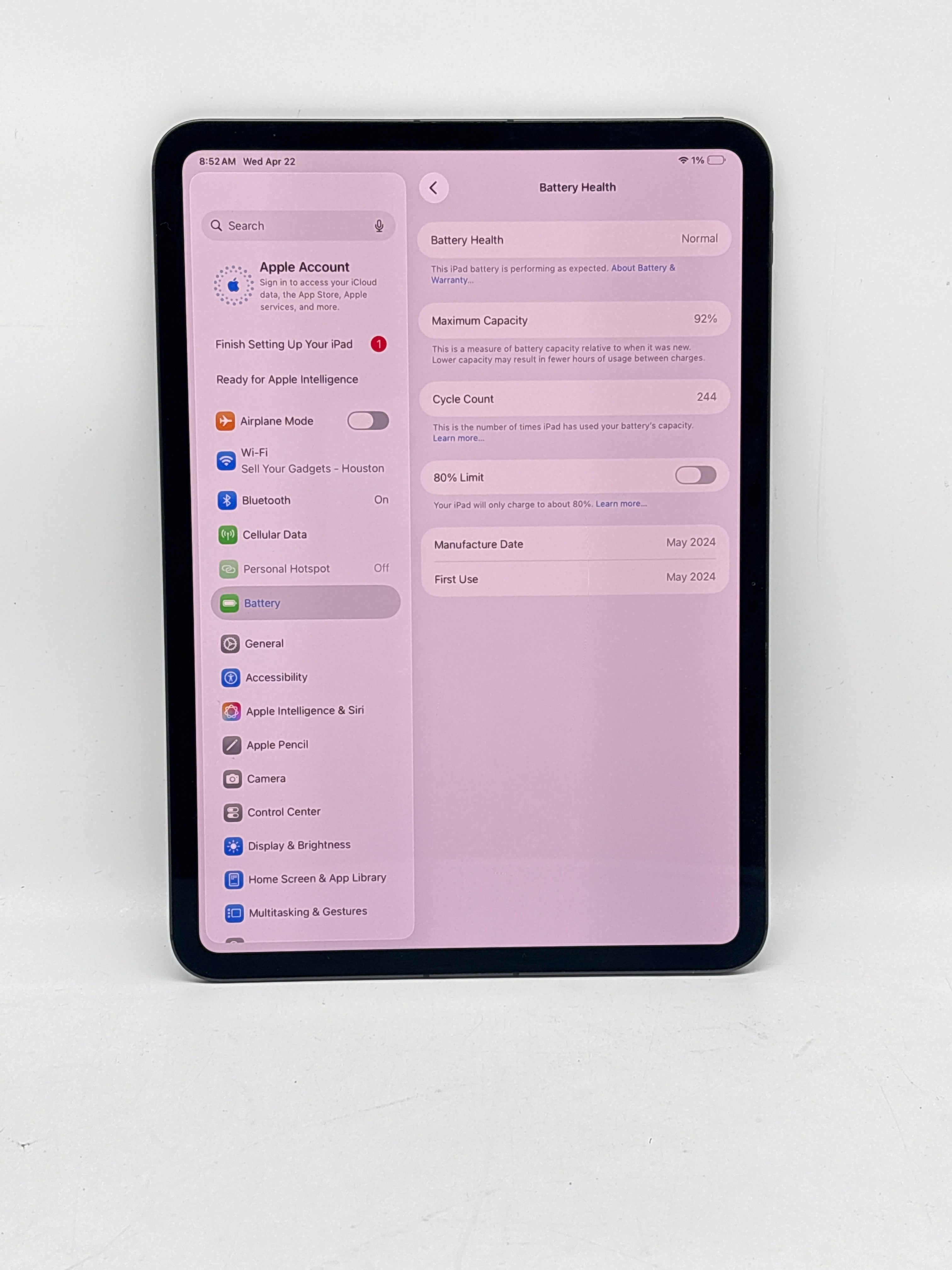 Apple iPad Pro 11" M4 1TB Wi-Fi + Cellular Unlocked Gray - Used