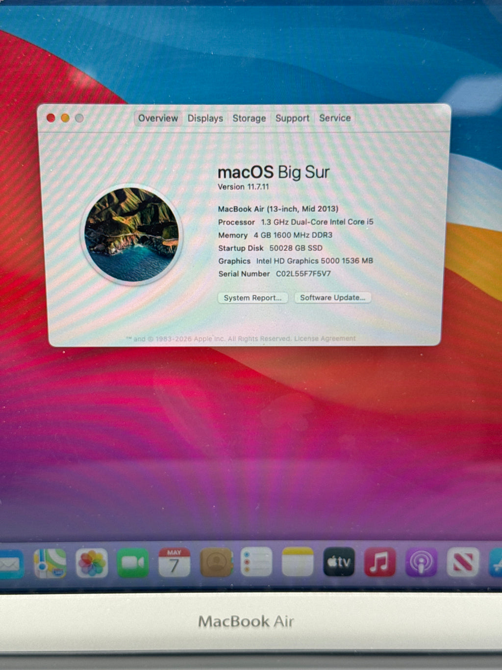 Apple MacBook Air 13.3" A1466 2017 i5 1.3 GHz 4GB RAM 128GB SSD