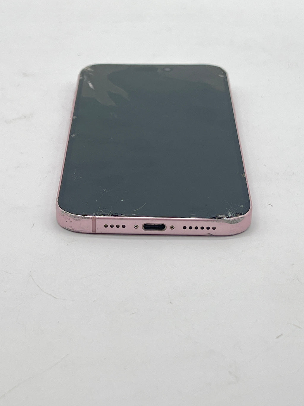 Apple iPhone 15 Plus 128GB AT&T Pink Front and Back cracked