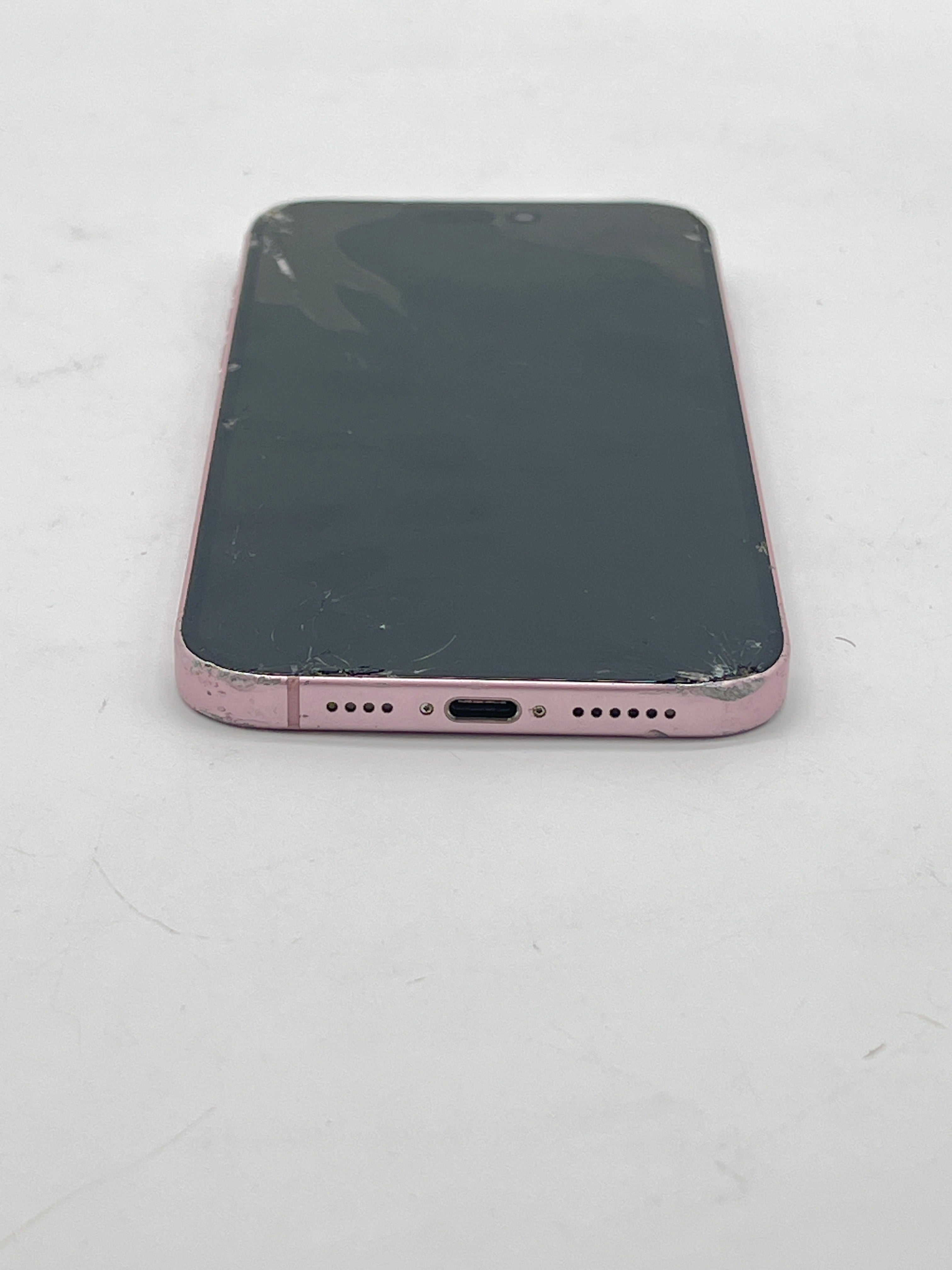 Apple iPhone 15 Plus 128GB AT&T Pink Front and Back cracked