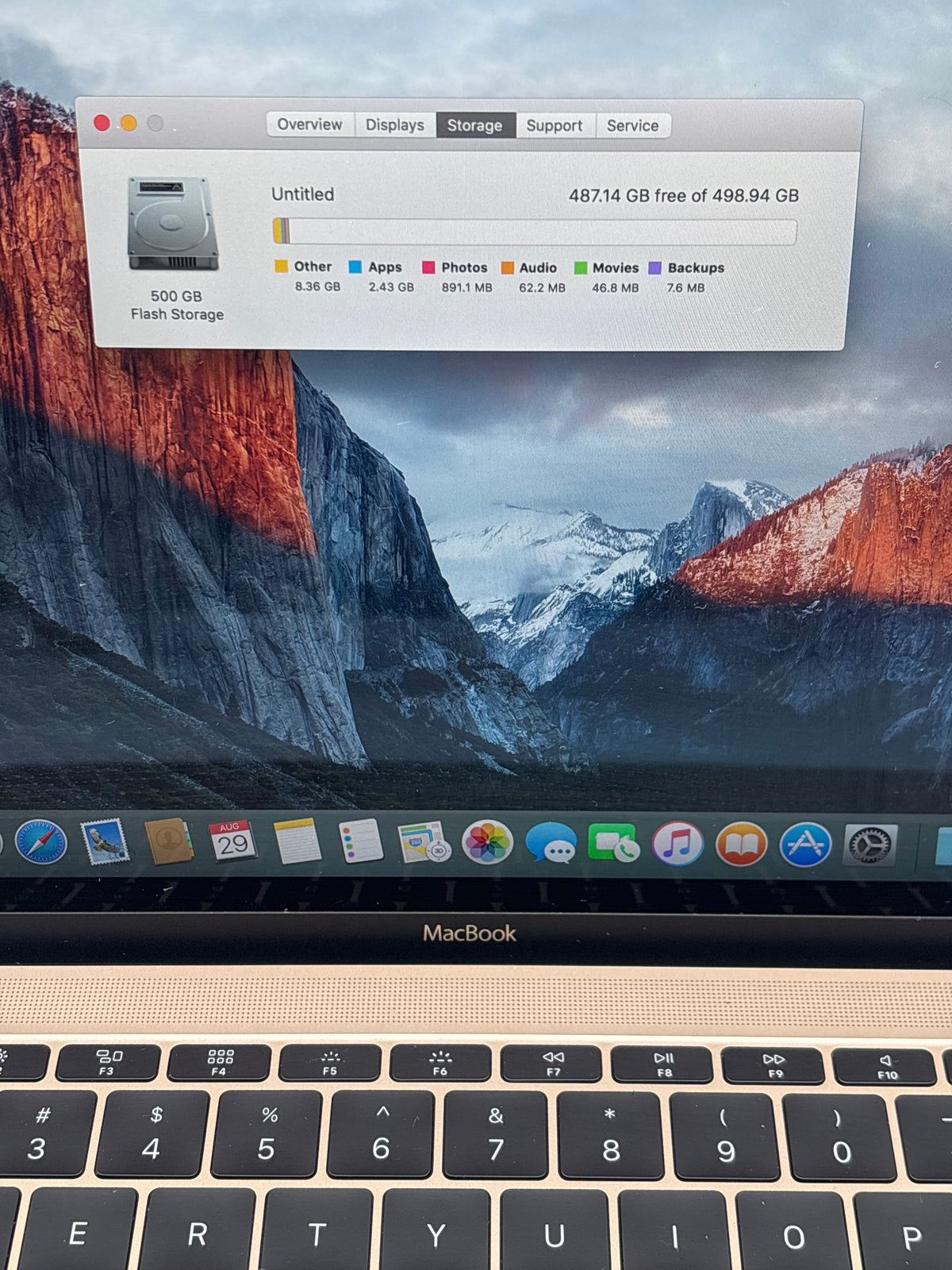 Apple MacBook A1532 12" Core M 8GB RAM 512GB SSD Gold - For Parts