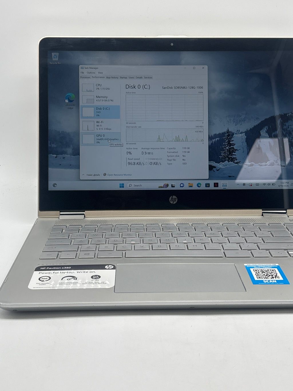 HP Pavilion x360 Convertible i5-8250U 8GB RAM 128GB SSD - Used
