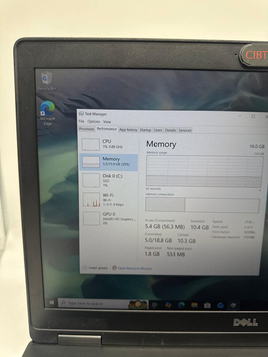 Dell Latitude 5580 15.6" Core i5-6440HQ 16GB RAM 512GB SSD - Service Battery