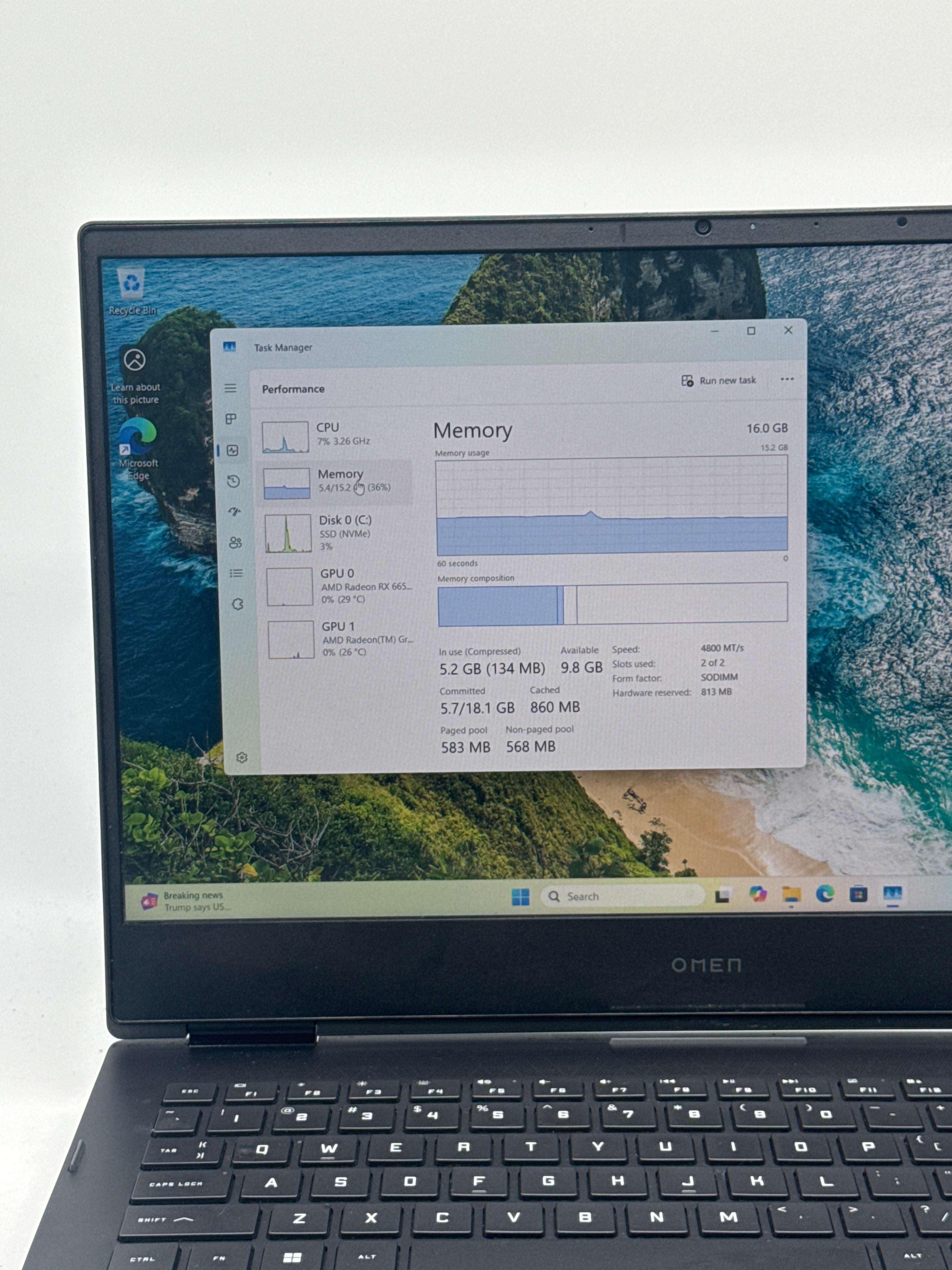 HP OMEN 16-n0033dx 16.1" AMD Ryzen 7 6800H 16GB RAM 1TB SSD RX 6650M - Used