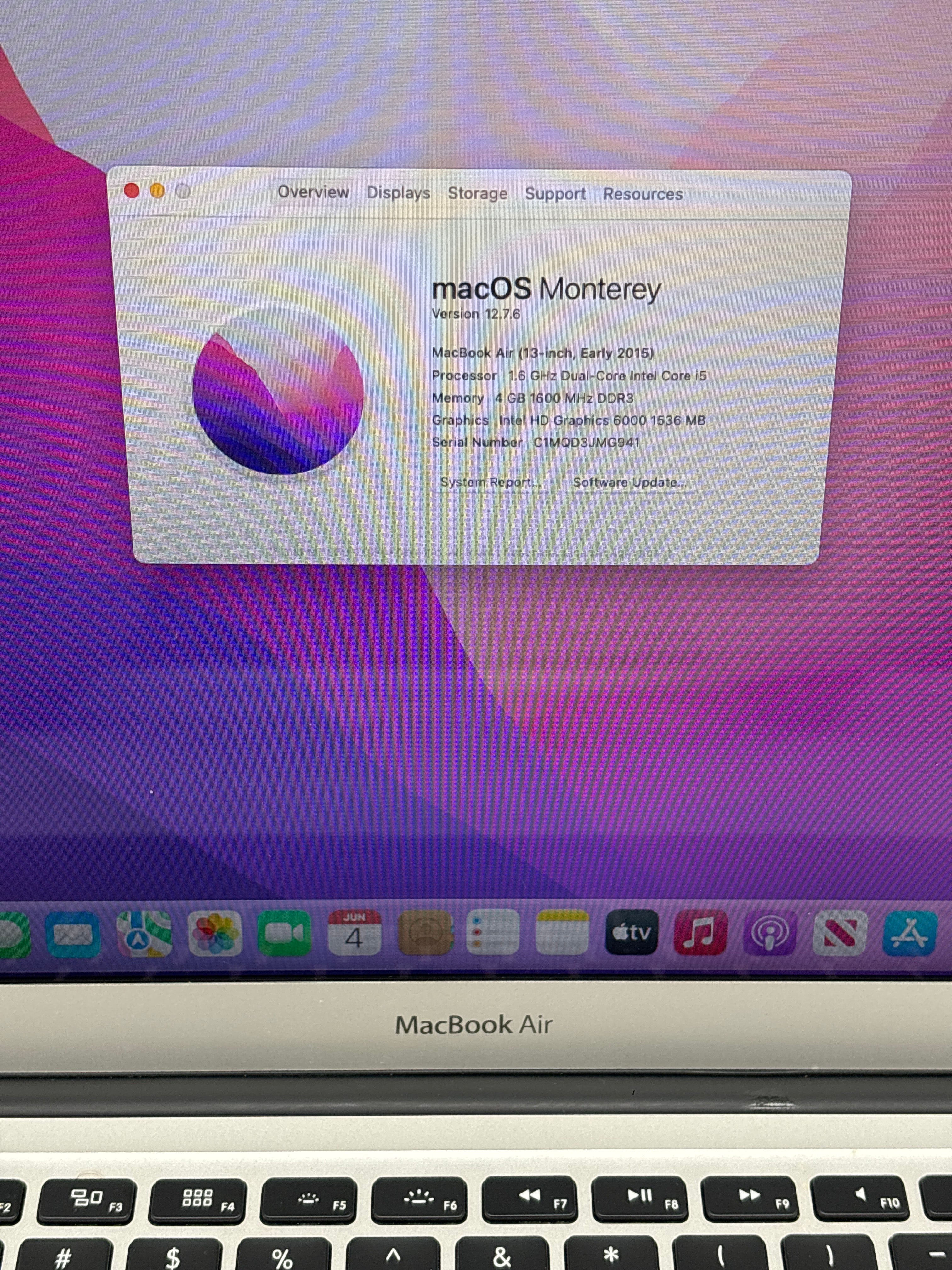 Apple MacBook Air 13" 2015 A1466 i5 1.6GHz 4GB RAM 256GB SSD