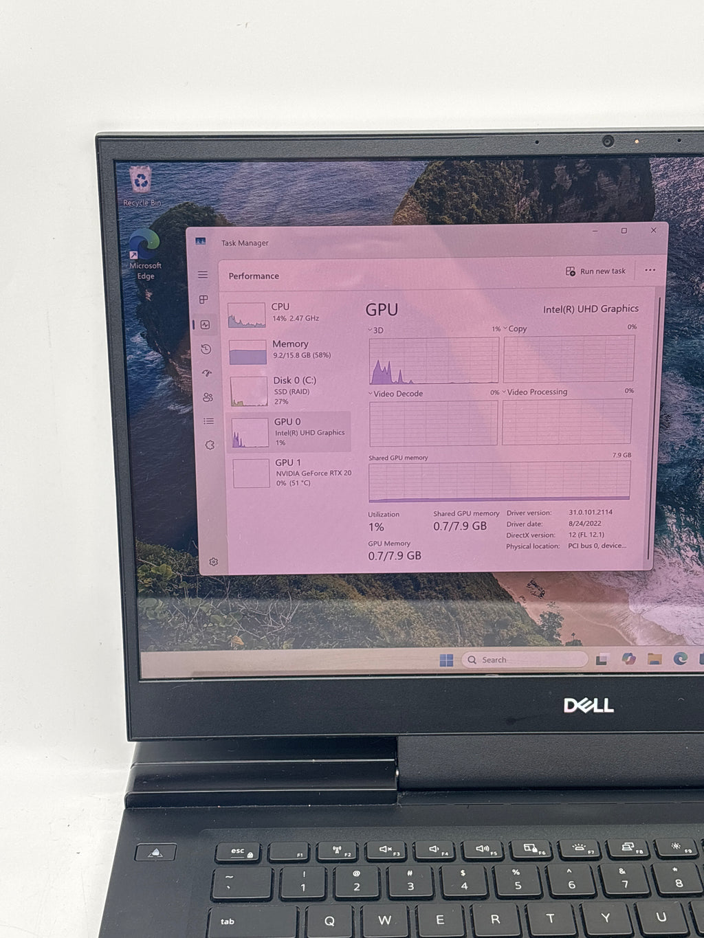 Dell G7 7500 15" Intel Core i7-10750H 16GB RAM 1TB SSD - For Parts