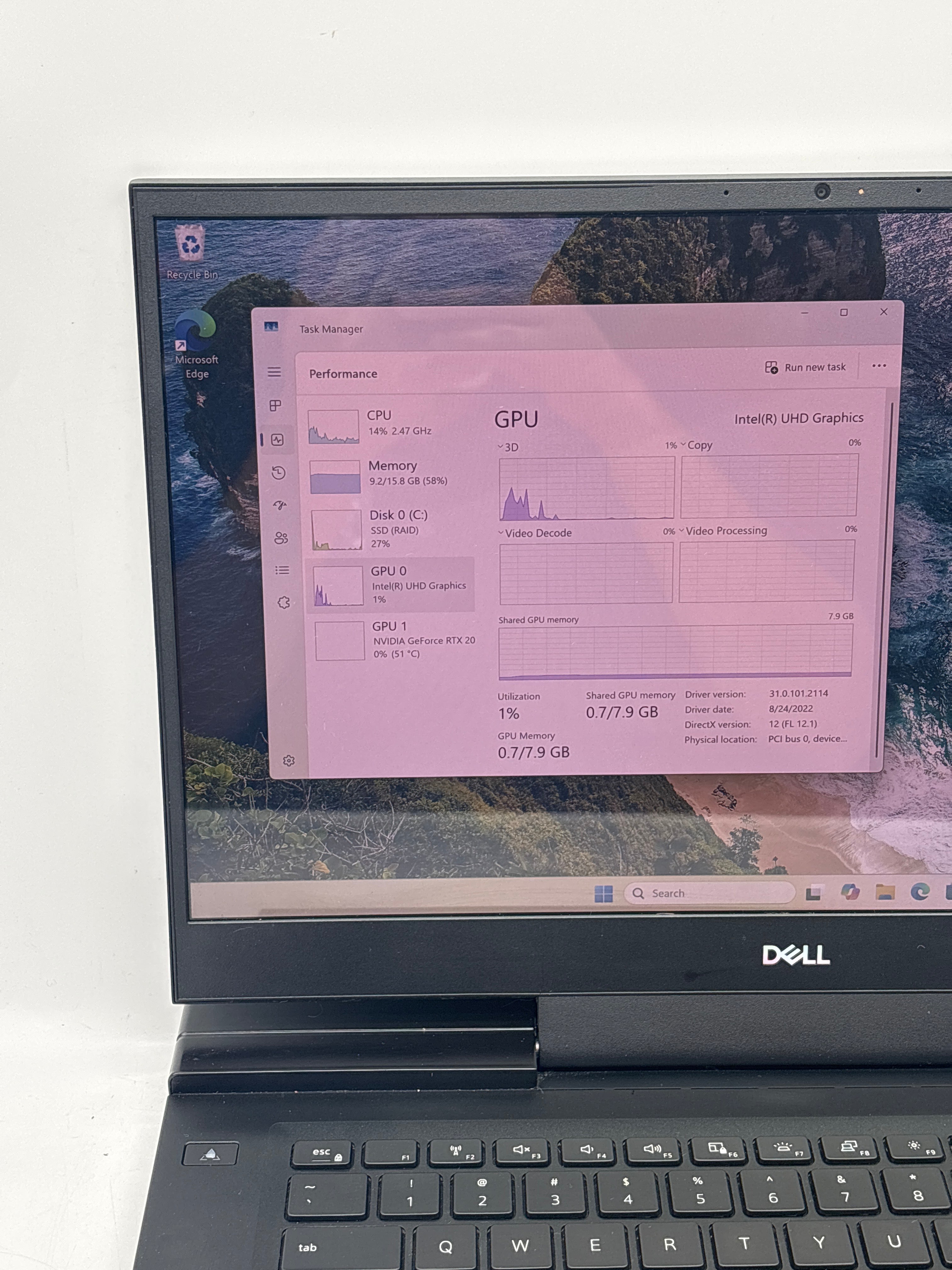 Dell G7 7500 15" Intel Core i7-10750H 16GB RAM 1TB SSD - For Parts