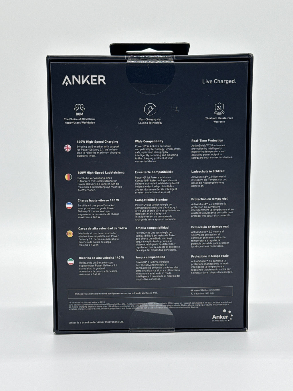 Anker Power Bank A1289 24000mAh 140W 3 Ports USB-C Black New In Box
