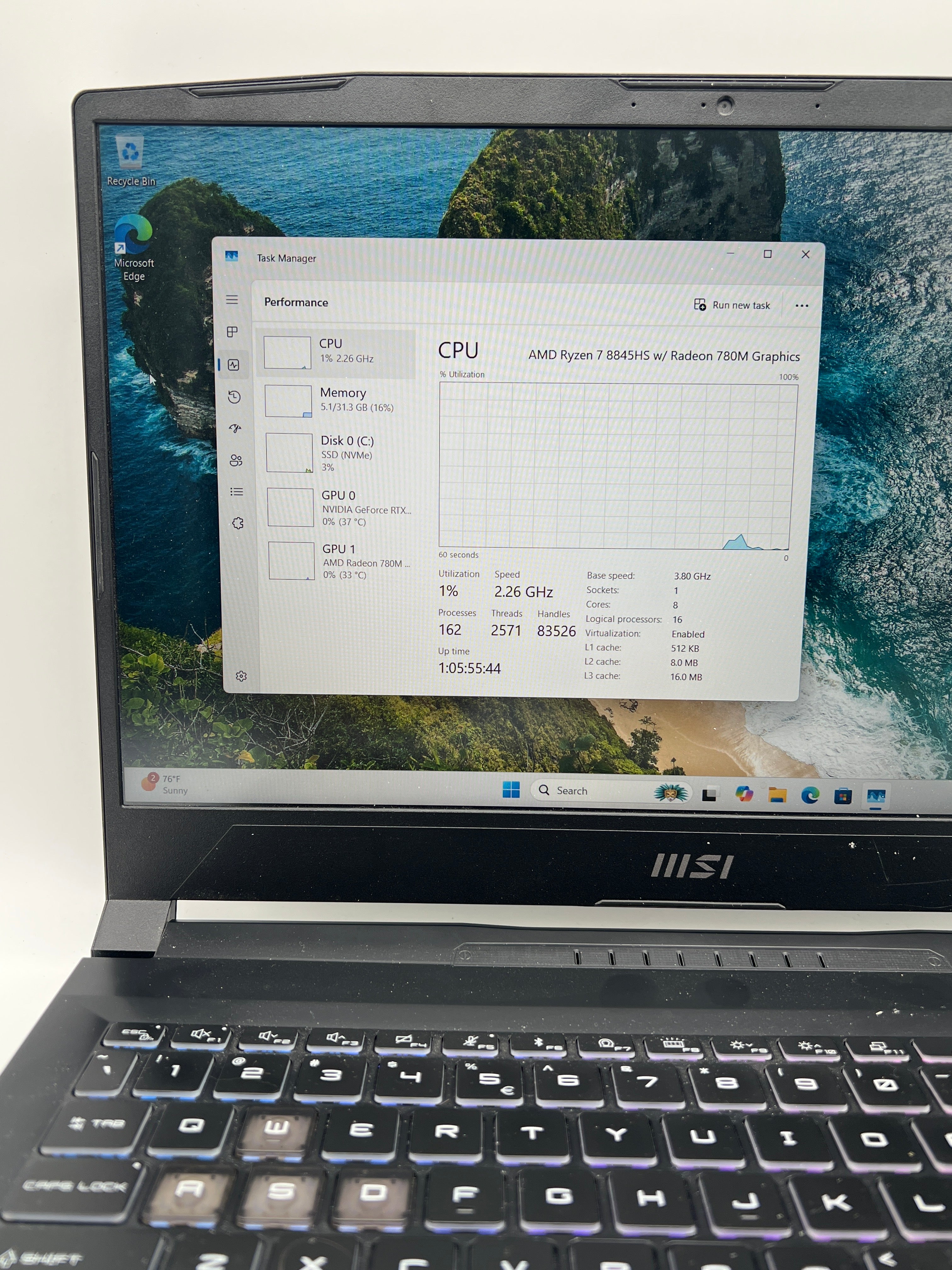MSI Katana A15 AI Ryzen 7 8845HS 32GB RAM 1TB SSD RTX 4060 - Used