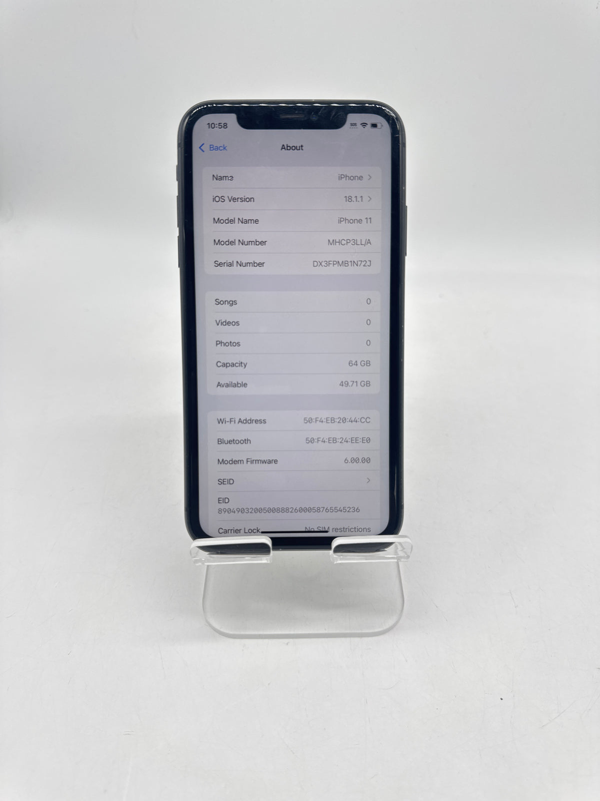 Apple iPhone 11 6.1in A2111 64GB Network Unlocked Black - Screen Damage