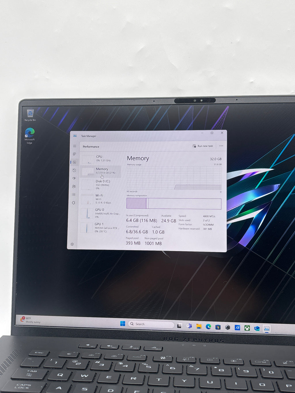 ASUS ROG Zephyrus M16 GU604VI i9-13900H 32GB RAM 1TB SSD RTX 4070 - Used