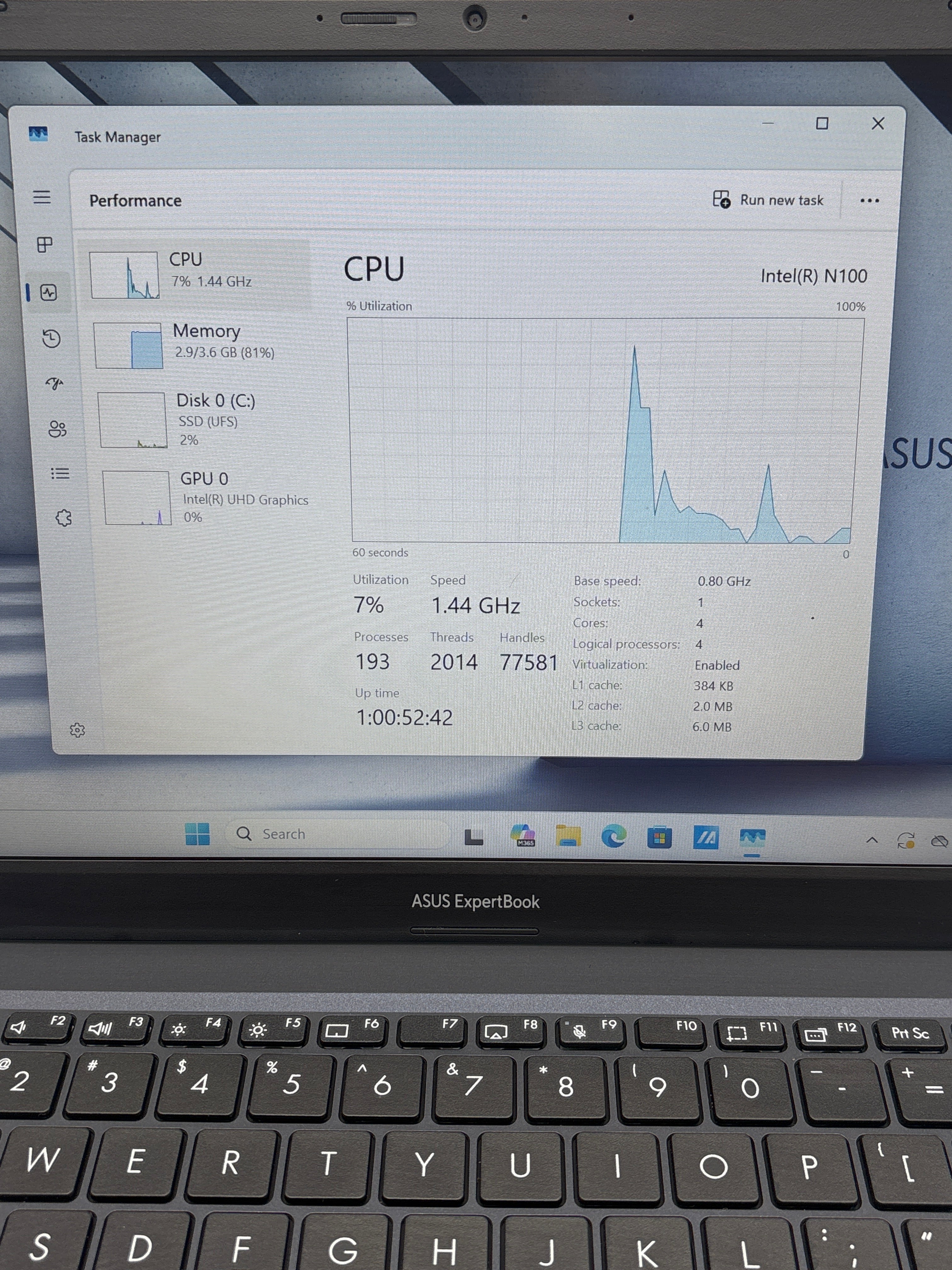 Asus Expertbook B1402CG Intel N100 4GB RAM 128GB SSD
