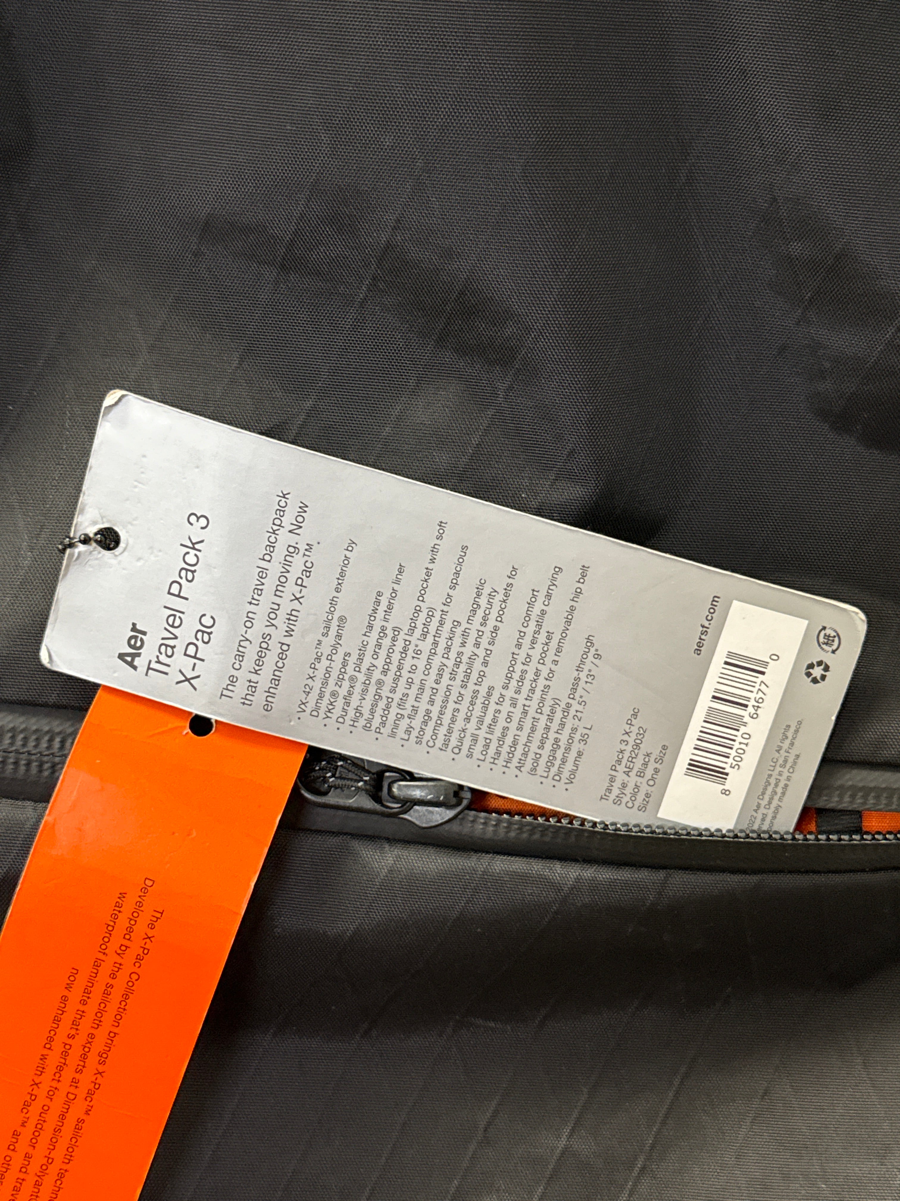 Aer Travel Pack 3 X-Pac 35L Backpack Black Used Excellent Condition