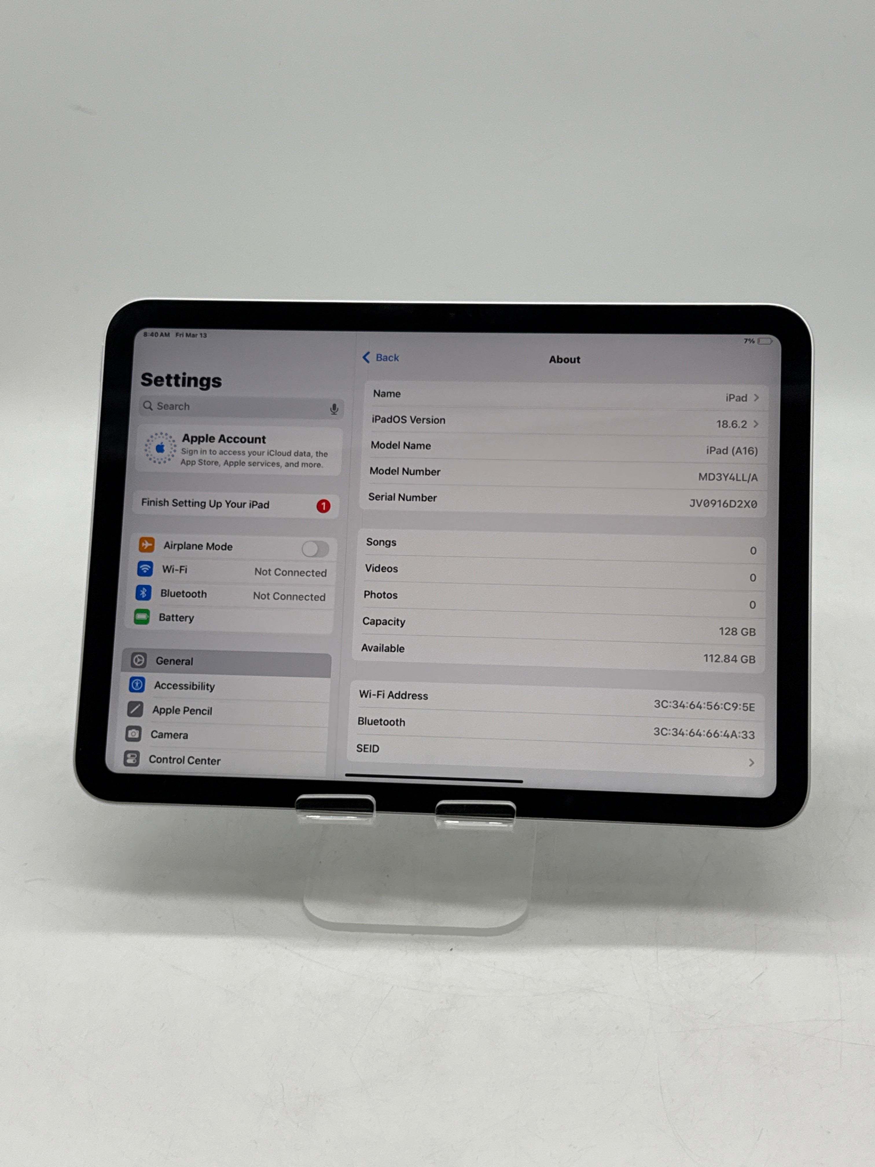 Apple iPad (11th Gen) A16 128GB WiFi Only MD3Y4LL/A 100% Health - Used