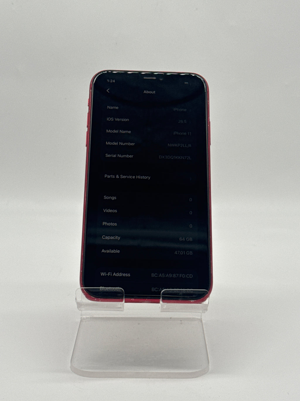 Apple iPhone 11 6.1" A2111 64GB Red Unlocked - Service Battery