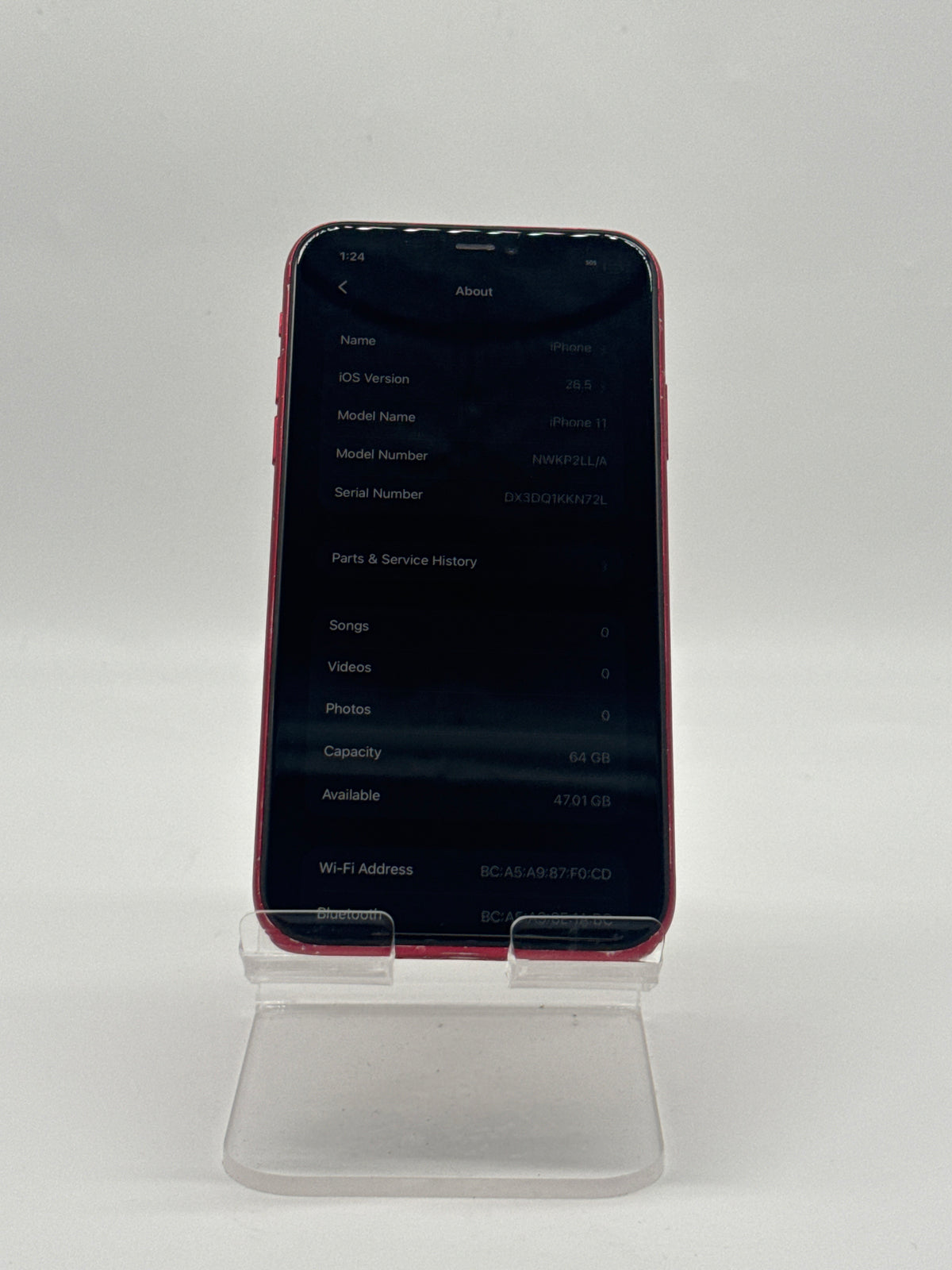 Apple iPhone 11 6.1" A2111 64GB Red Unlocked - Service Battery