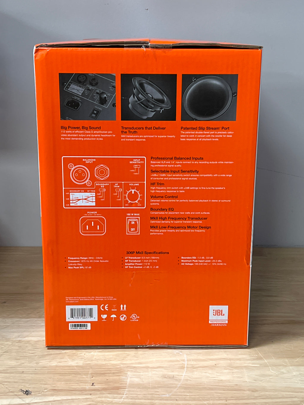 JBL 3 Series 306P MkII Studio Monitor Speaker Black - Open Box