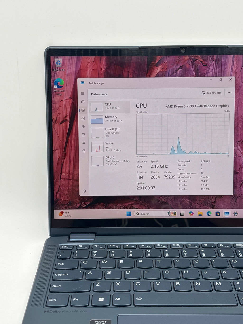 Lenovo Yoga 6 13ABR8 Ryzen 5 7530U 8GB RAM 256GB SSD