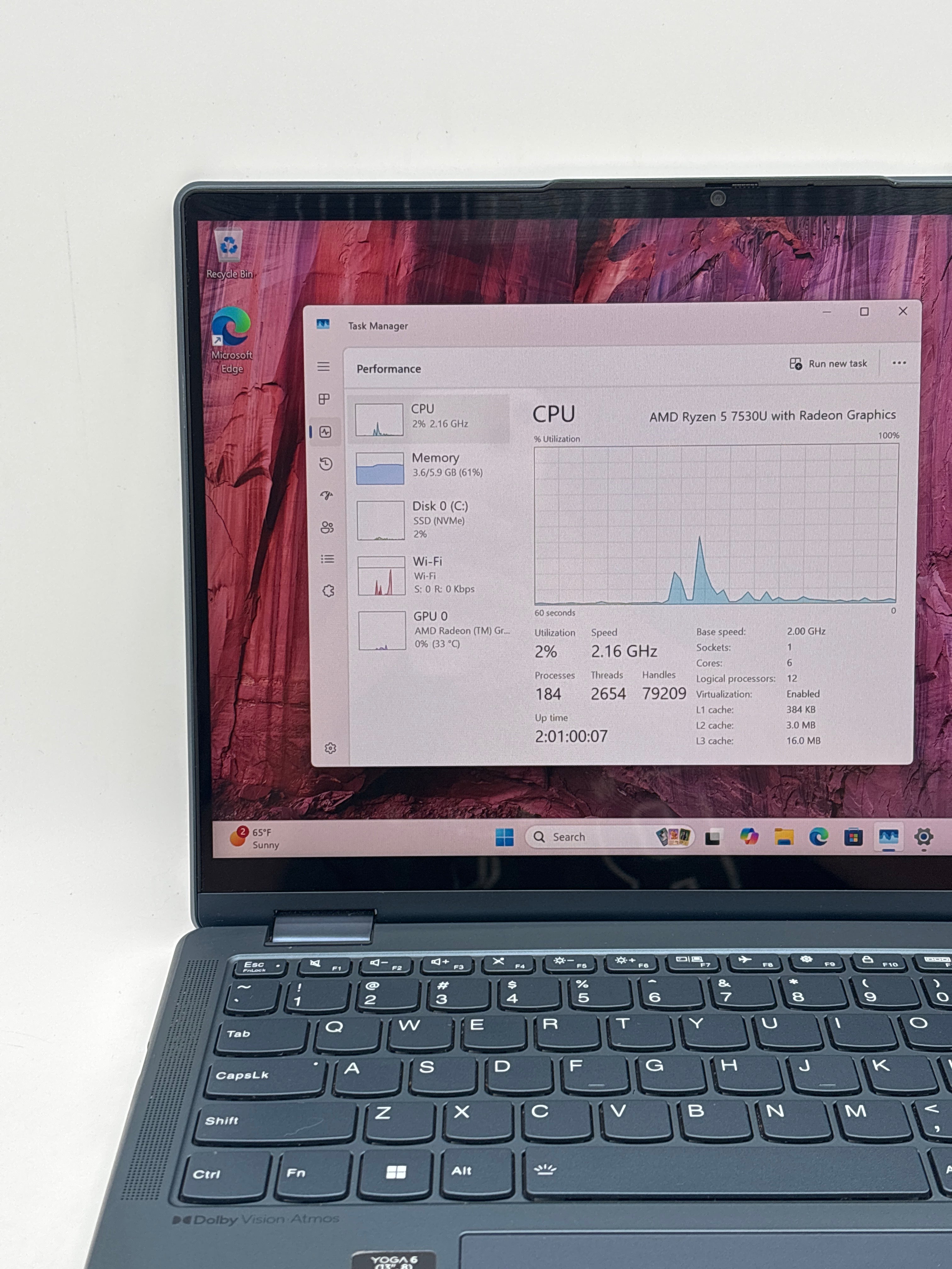 Lenovo Yoga 6 13ABR8 Ryzen 5 7530U 8GB RAM 256GB SSD