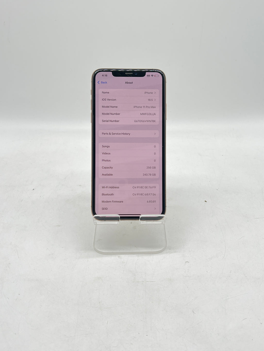 Apple iPhone 11 Pro Max A2161 256GB Unlocked - Service Battery