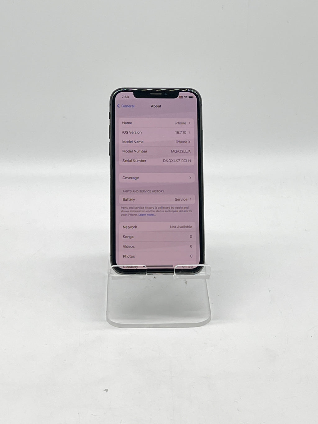 Apple iPhone X 64GB Unlocked Black - For Parts Service Battery
