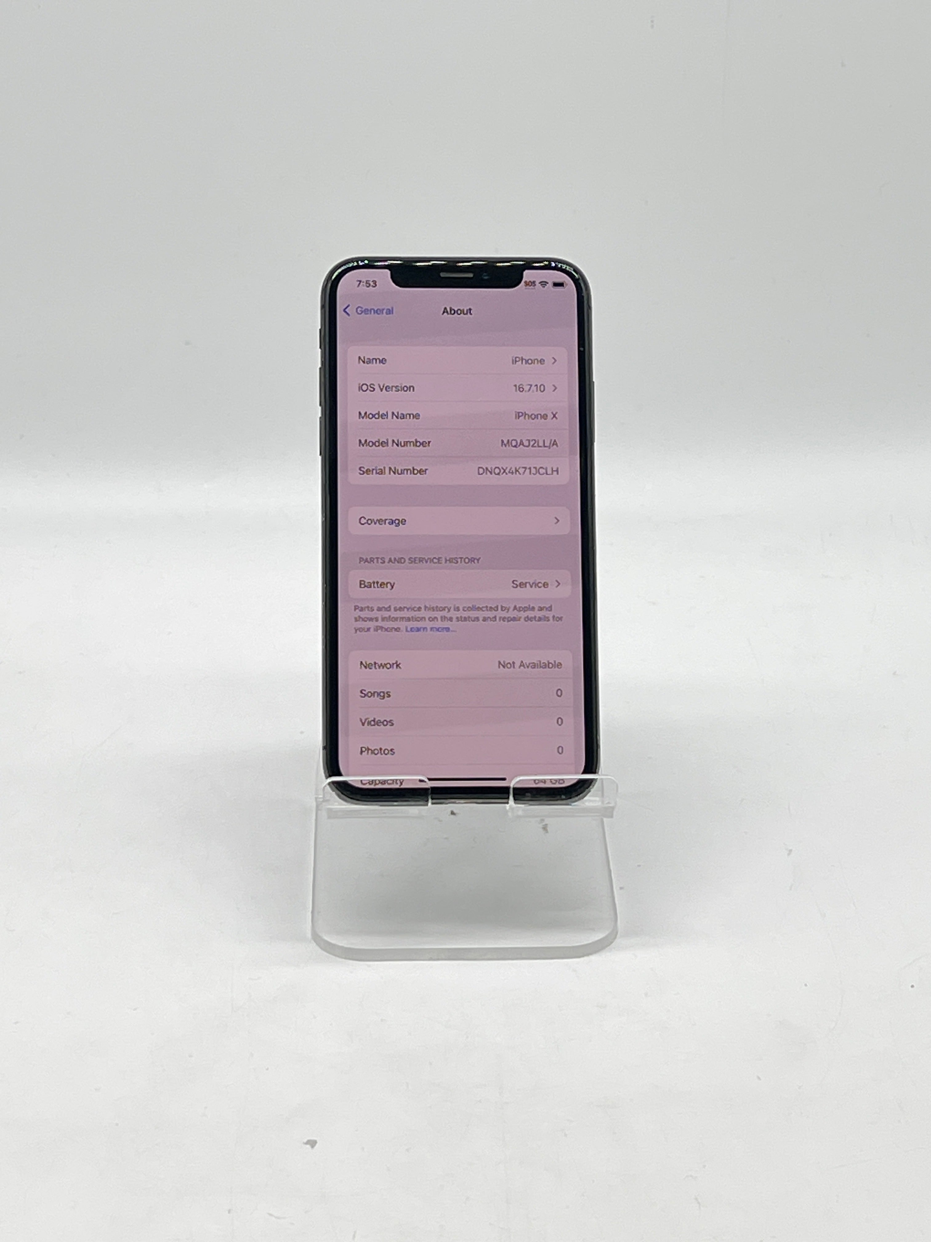 Apple iPhone X 64GB Unlocked Black - For Parts Service Battery
