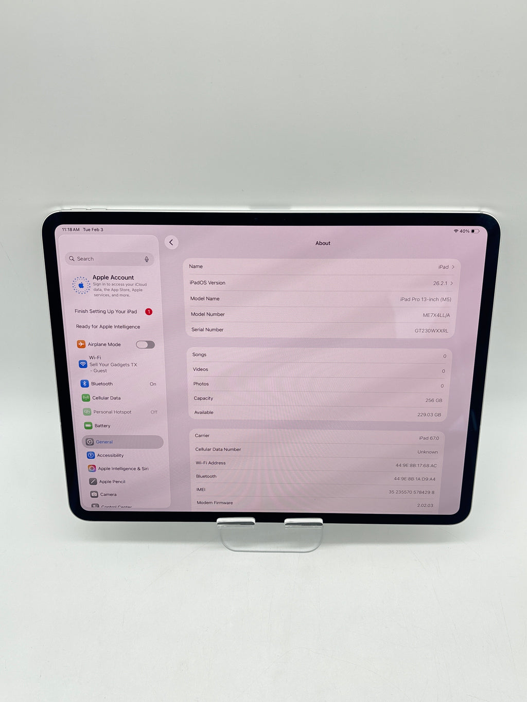 Apple iPad Pro 13" M5 ME7X4LL/A 256GB Silver Wi-Fi + 5G - Unlocked (Cycle Count 2)