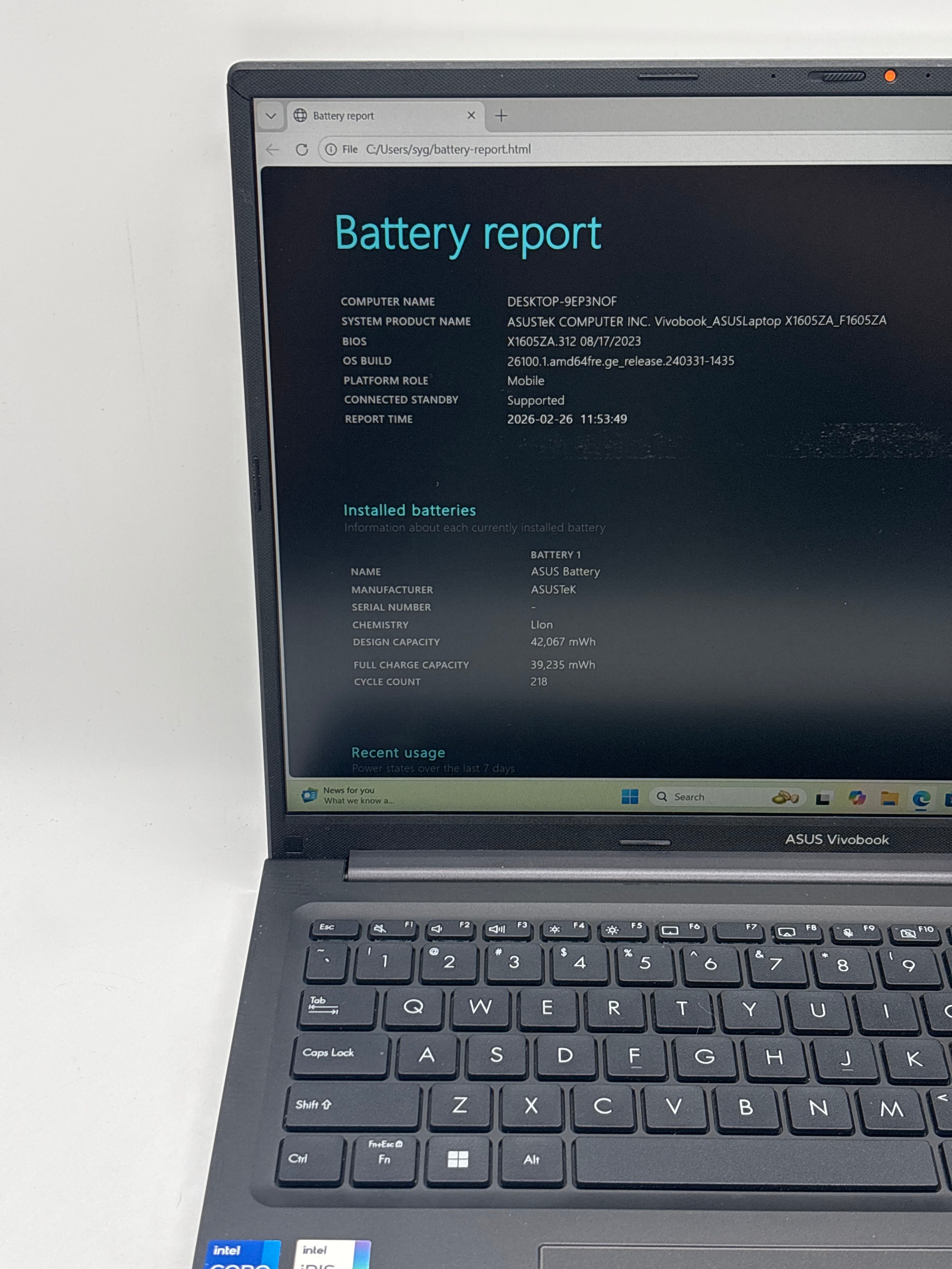Asus VivoBook F1605Z i7-1255U 16GB RAM 512GB SSD