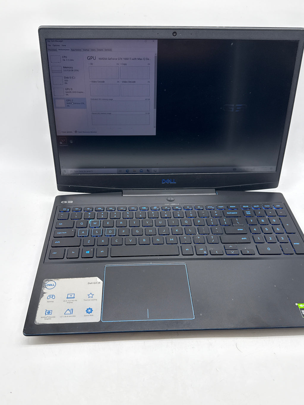 Dell G3 3590 15" Core i7-9750H 16GB 512GB SSD GTX 1660 Ti - For Parts