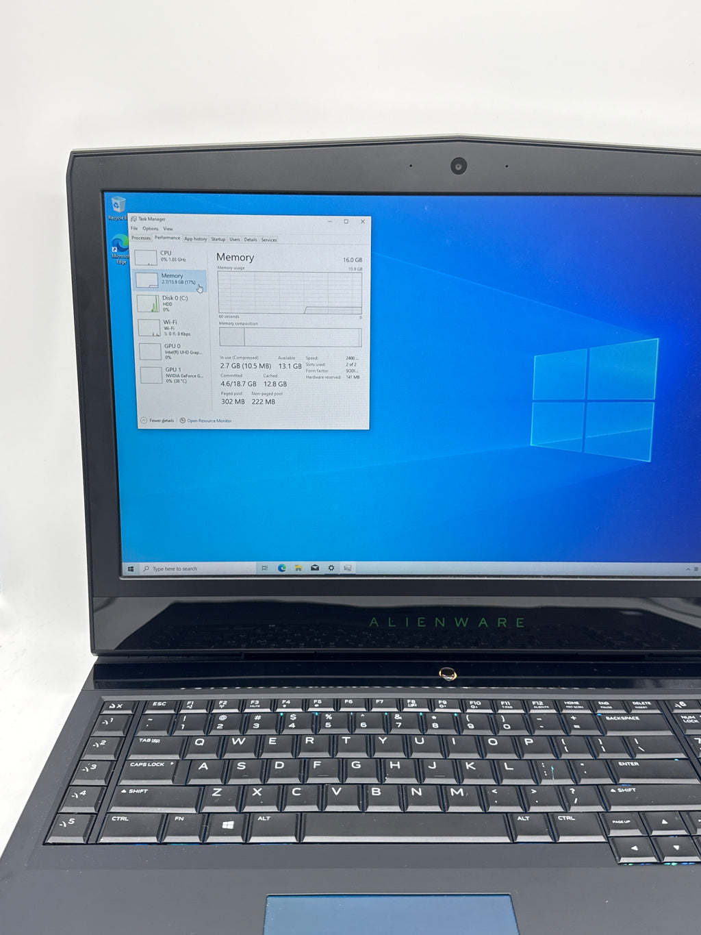Alienware 17 R5 Core i7-8750H 16GB RAM 1TB HDD GTX 1070 17.3in - Bad HDD