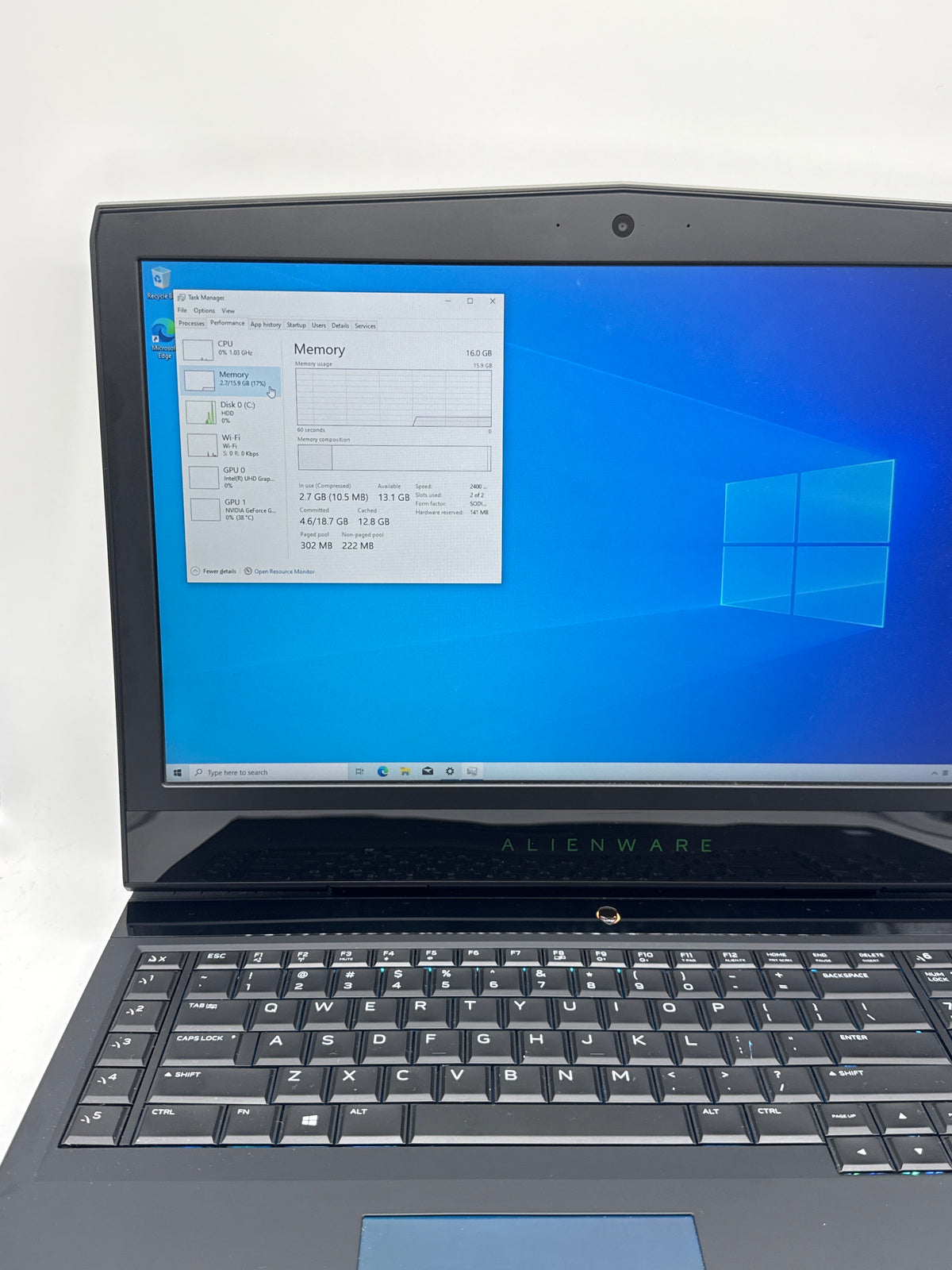 Alienware 17 R5 Core i7-8750H 16GB RAM 1TB HDD GTX 1070 17.3in - Bad HDD