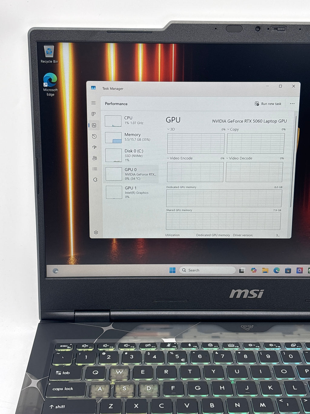 MSI Cyborg 15 B2RWFKG 15.6" Core 7 240H 16GB RAM 512GB SSD RTX 5060 - Used