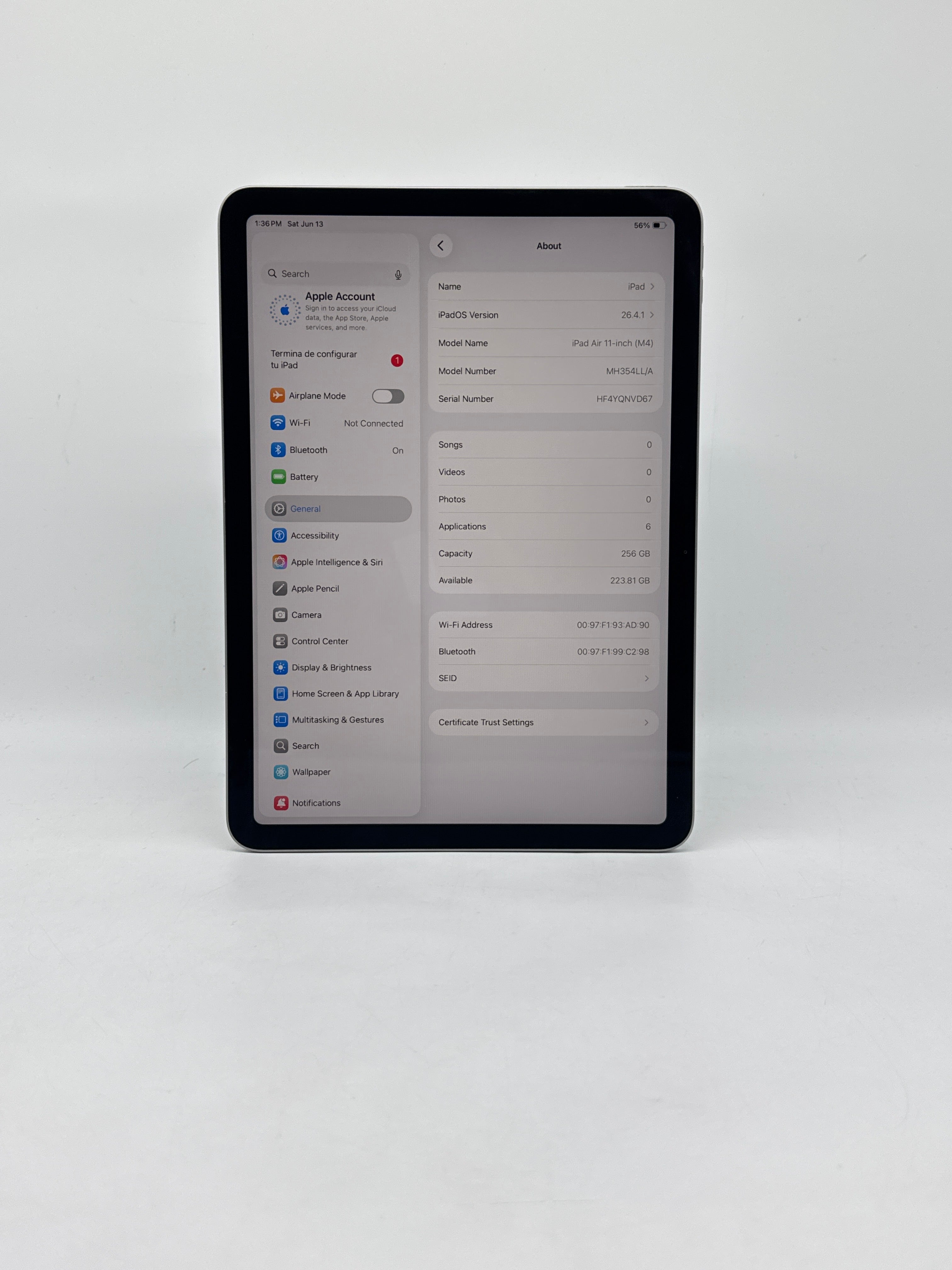 Apple iPad Air 11" M4 A3459 256GB Wi-Fi Only - Used With Box
