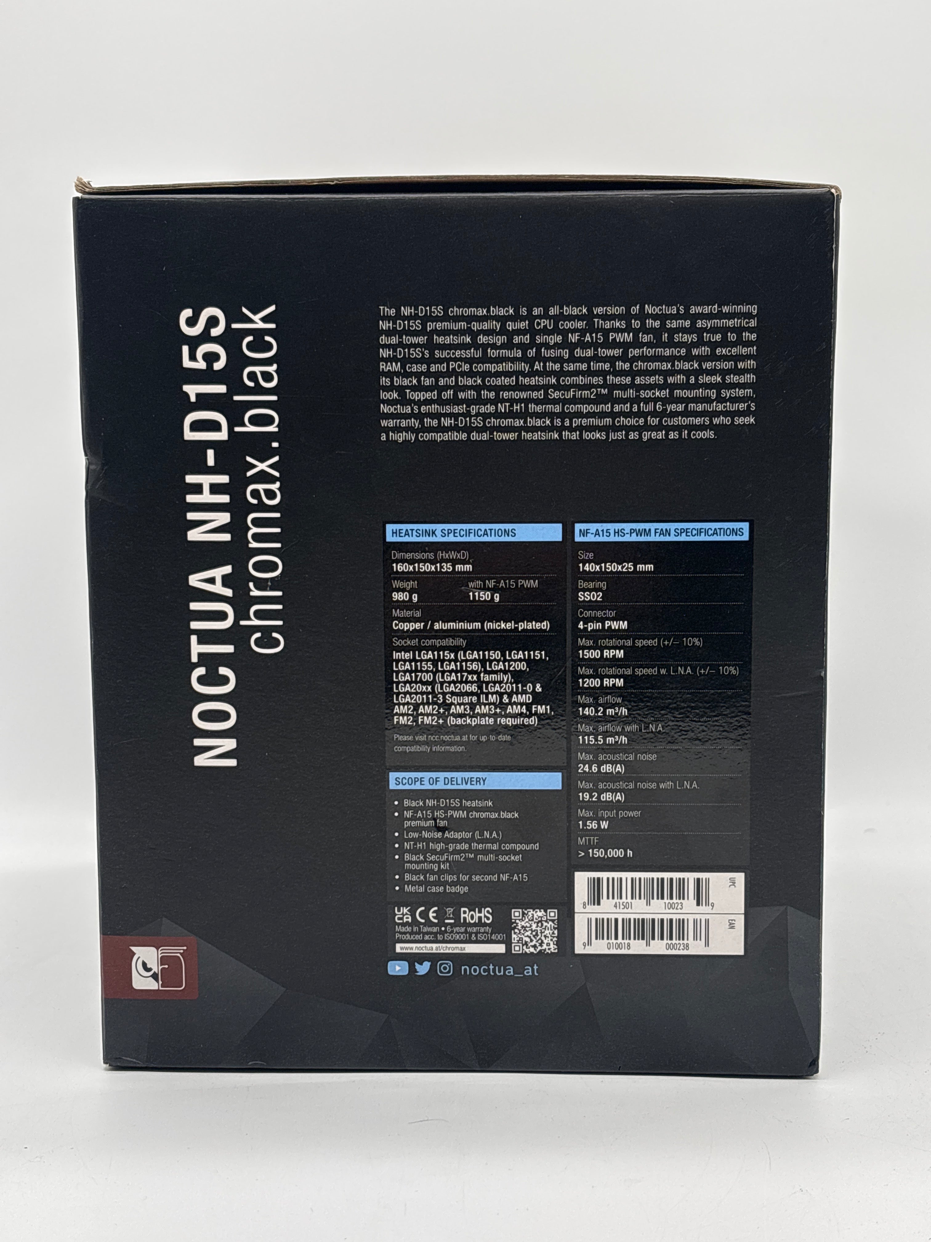 Noctua NH-D15S Chromax Black Heatsink CPU - New in Box