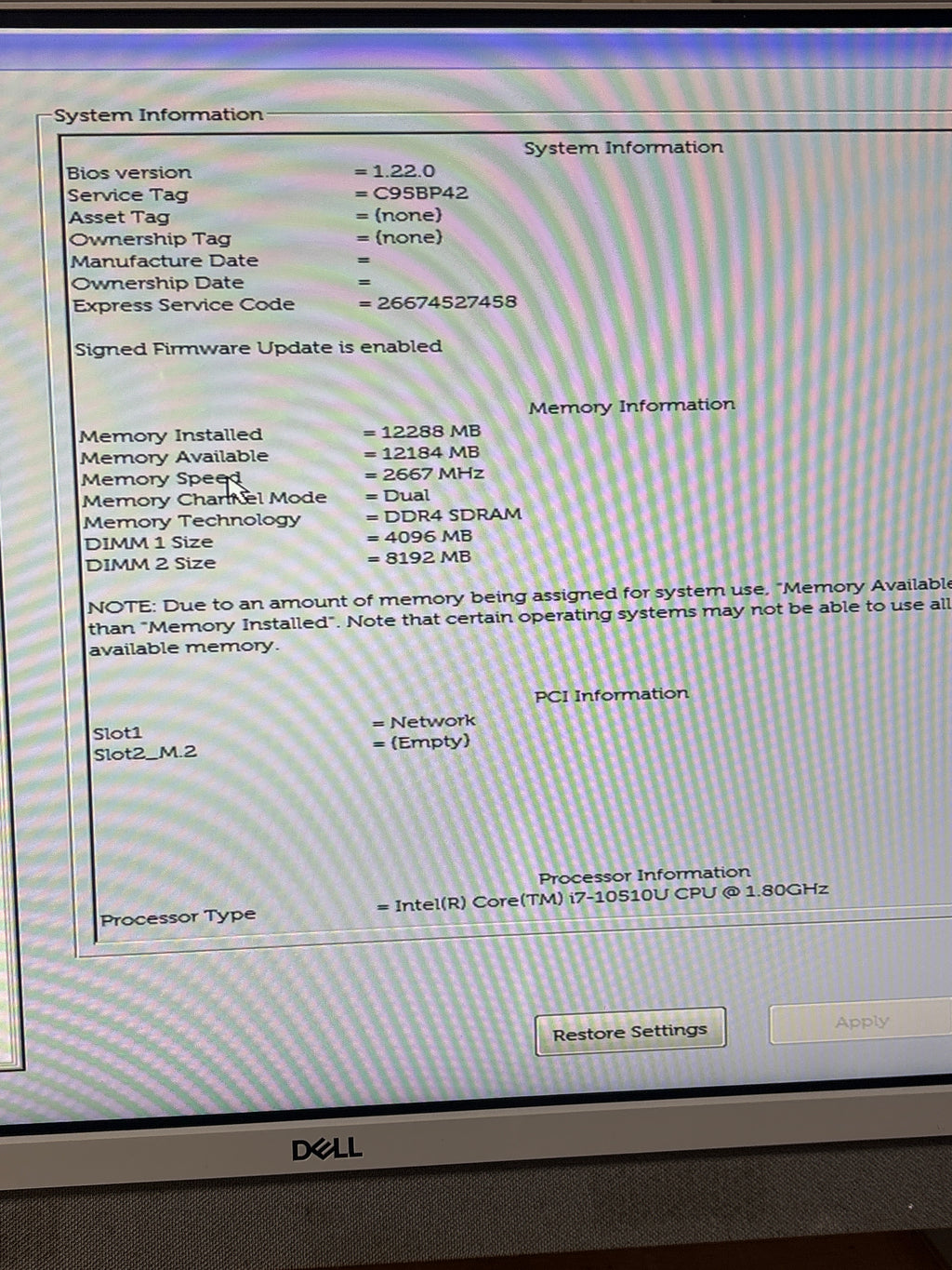 Dell Inspiron 27 7790 AIO 27" Intel Core i7-10510U 12GB RAM 512GB SSD - Bad SSD
