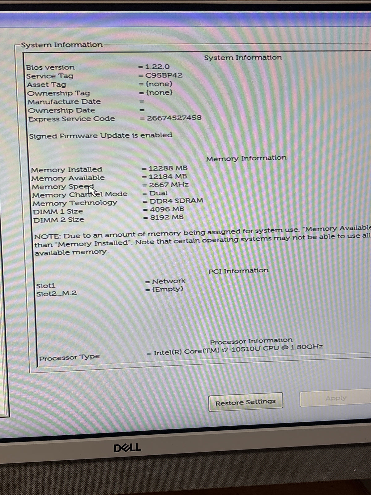 Dell Inspiron 27 7790 AIO 27" Intel Core i7-10510U 12GB RAM 512GB SSD - Bad SSD