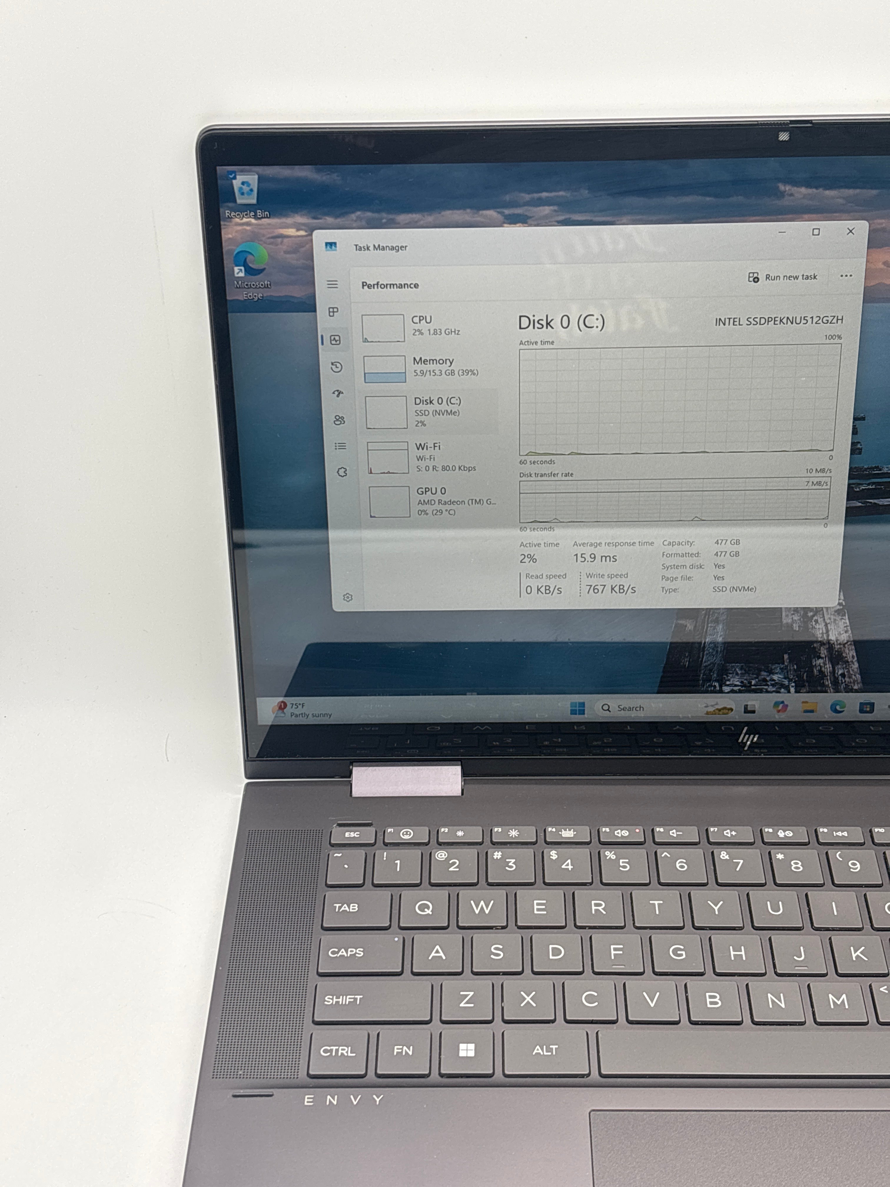 HP ENVY X360 15-fh0023dx Ryzen 7 7730U 16GB RAM 512GB SSD