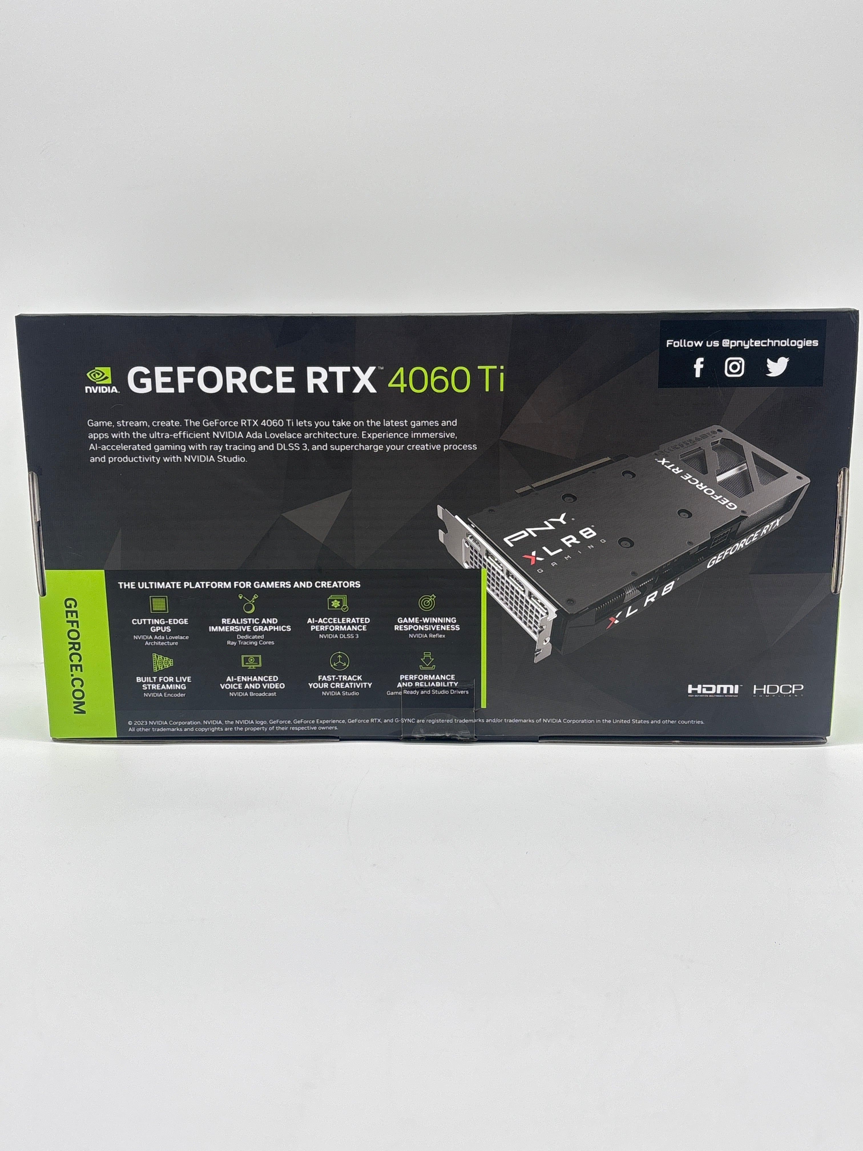 PNY Geforce RTX 4060 TI 8 GB GDDR6 Graphics Card Black Used with Box