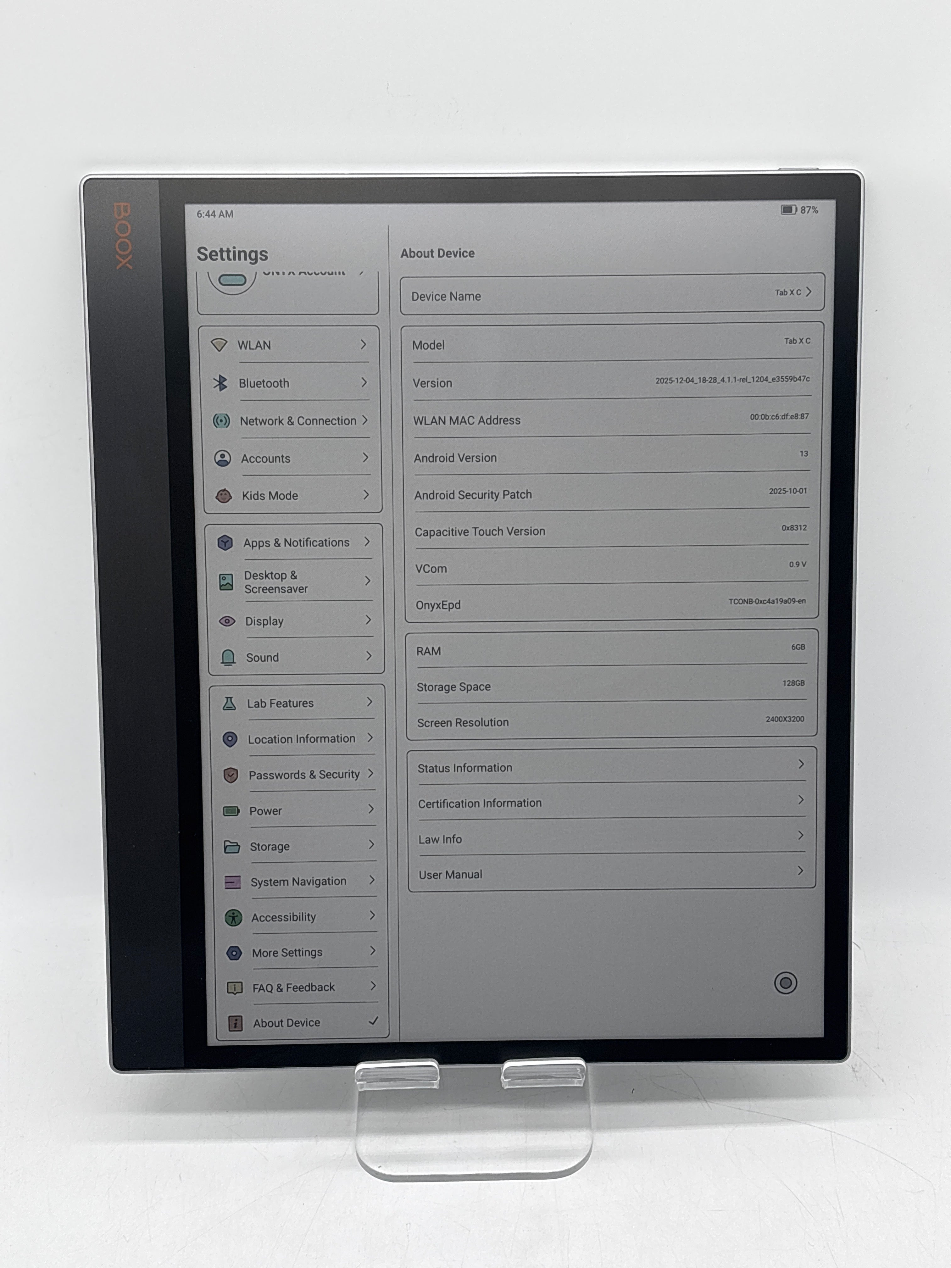 ONYX BOOX Tab X C 13.3" 128GB Wi-Fi Tablet