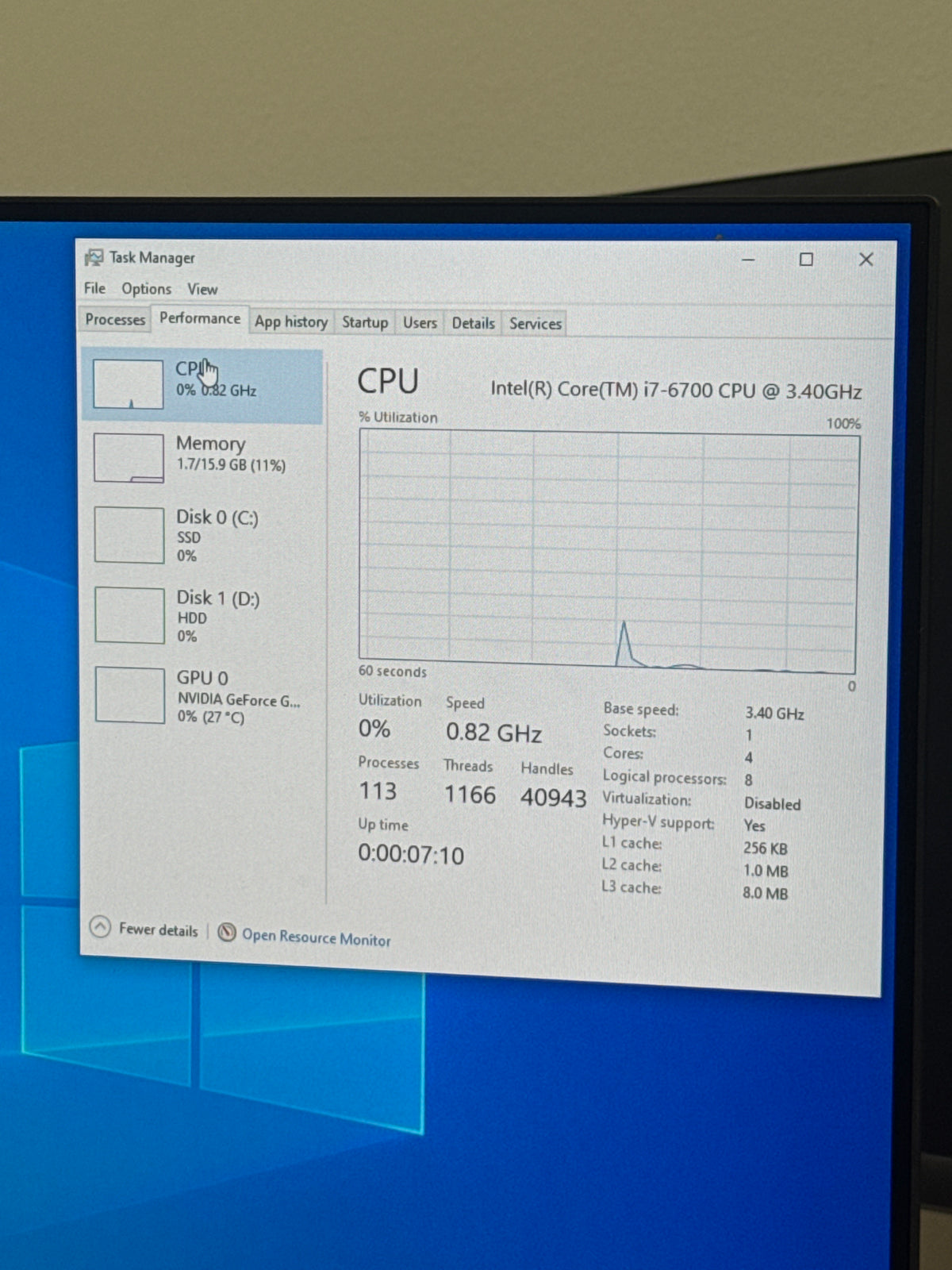 iBuyPower Desktop PC i7-6700 16GB RAM 1TB HDD 120GB SSD GTX 1060 Black - Used
