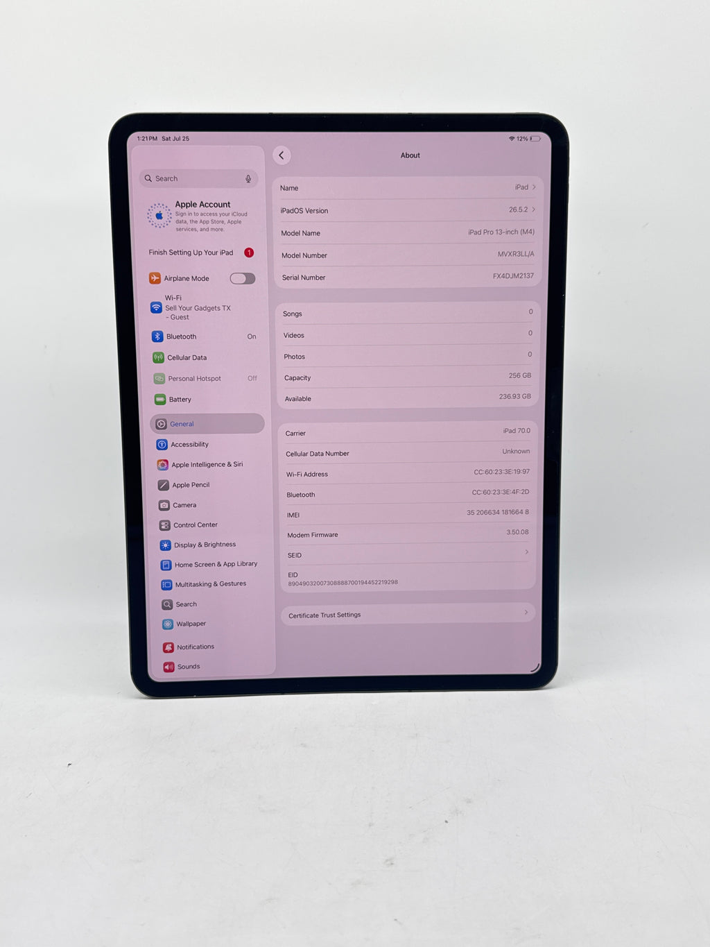 Verizon Apple iPad Pro 13" M4 A2926 256GB Wi-Fi + Cell - Used