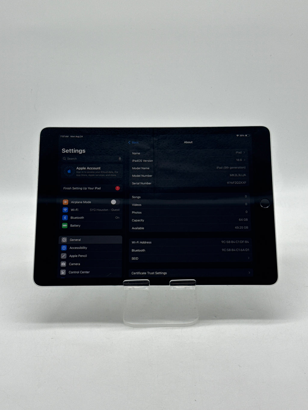 Apple iPad 9th Gen 64GB Silver Wi-Fi Tablet