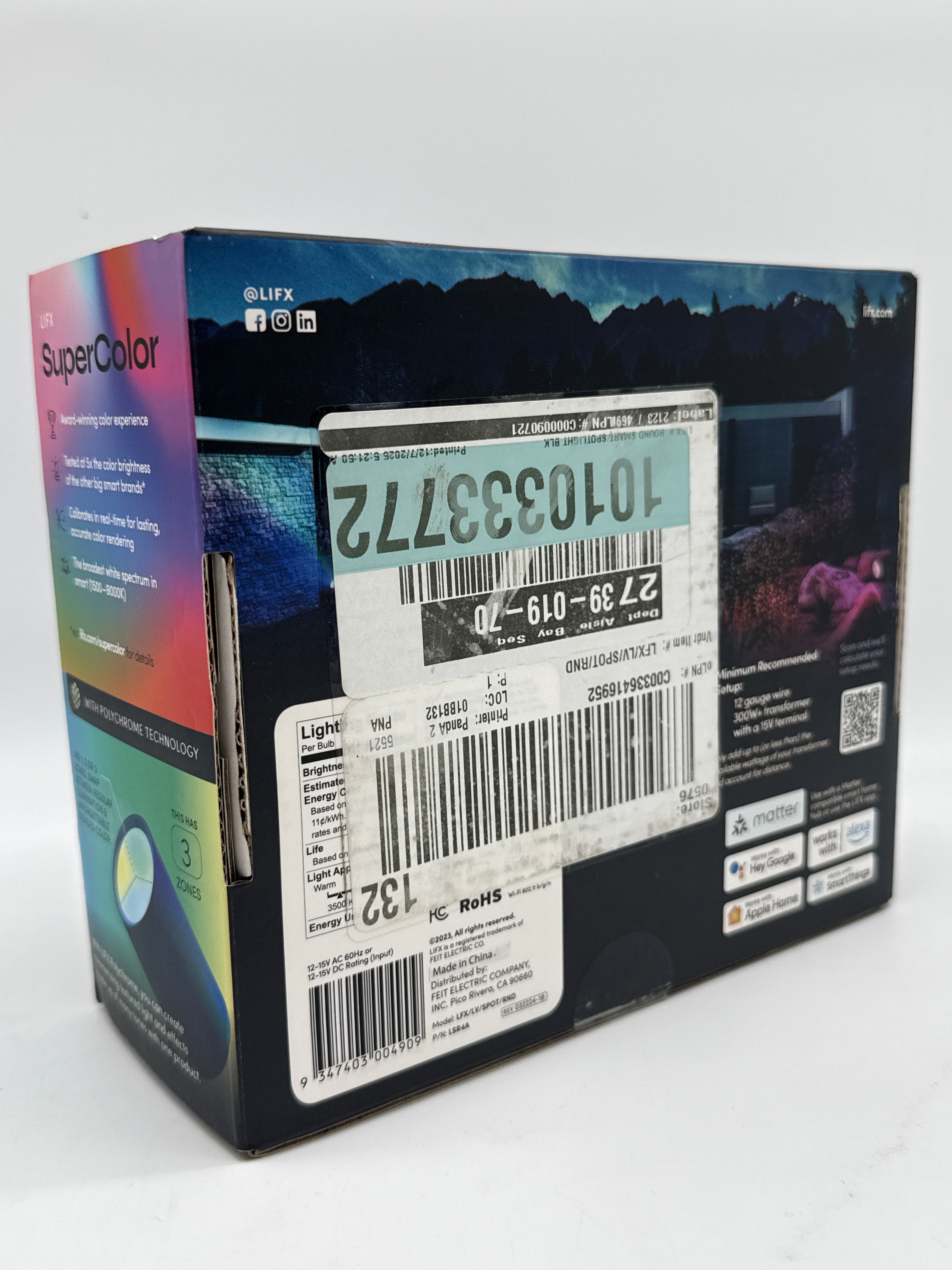 LIFX Low Voltage 1600 Lumens Black RGB Integrated LED Wi-Fi Landscape Spotlight