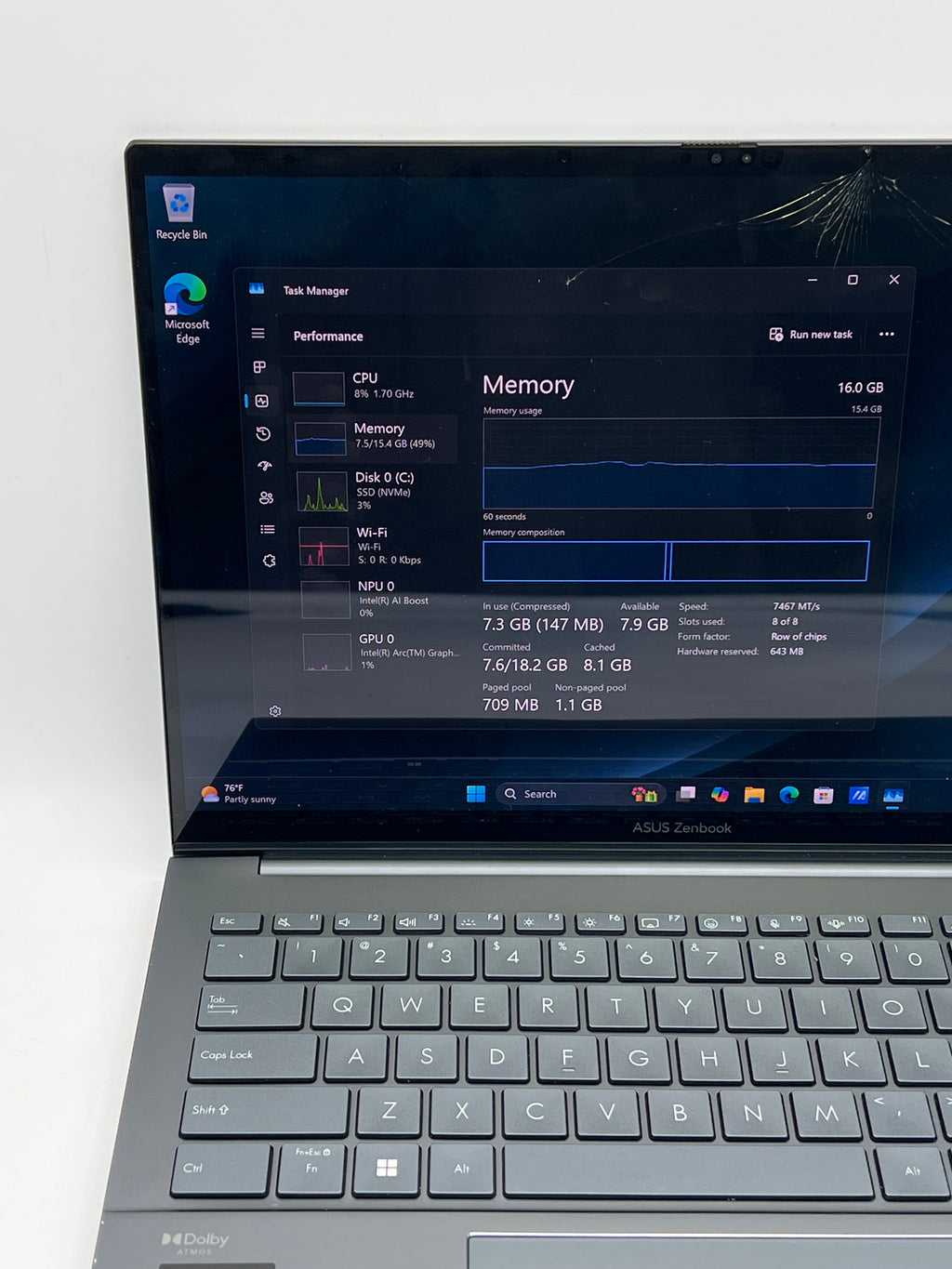 Asus Zenbook 14 Q425M OLED Ultra 7 155H 16GB RAM 1TB SSD - For Parts (Read DESC)