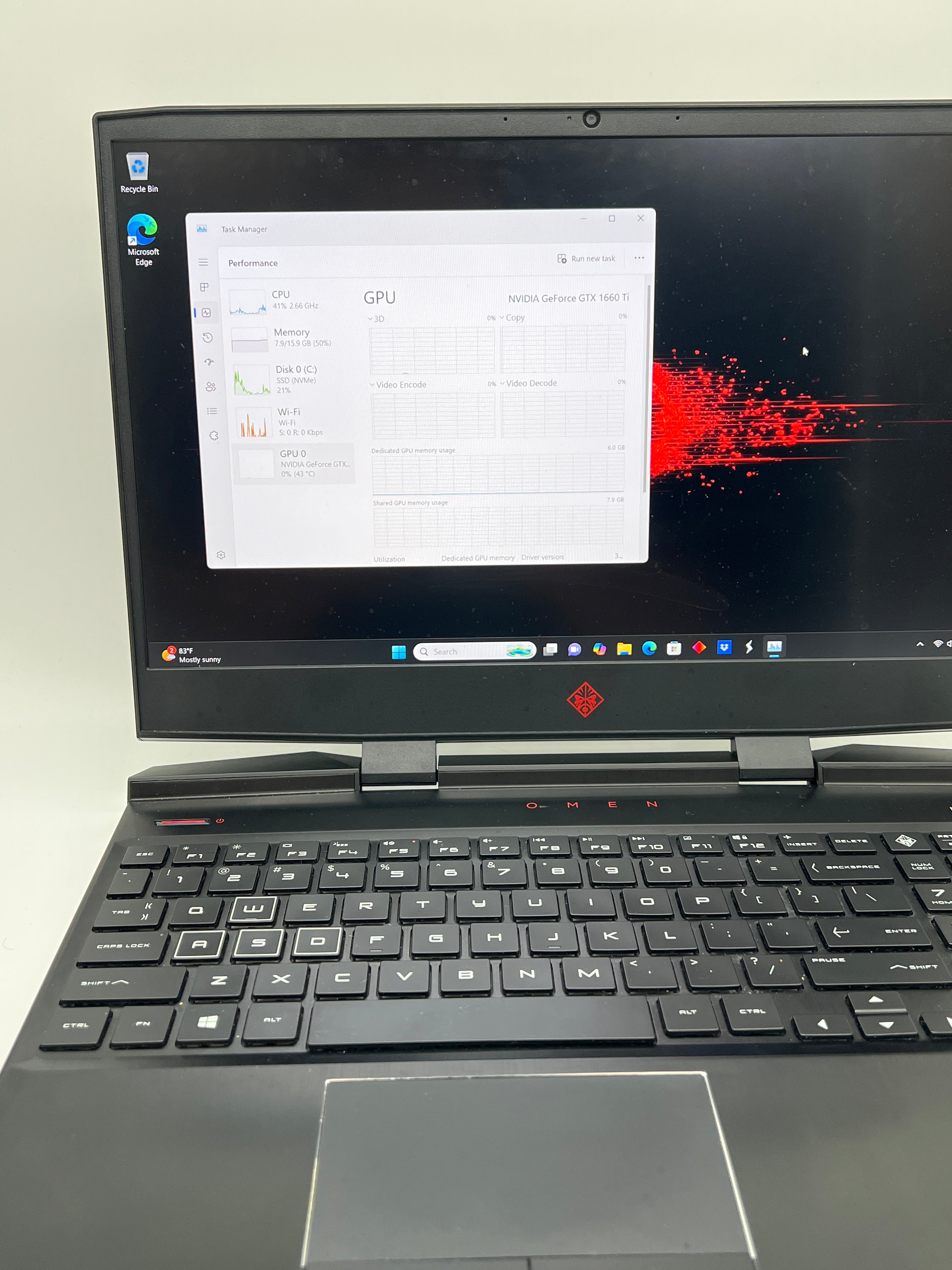HP OMEN 15 15.6" i7-9750H 16GB RAM 256GB SSD GTX 1660 Ti - Used